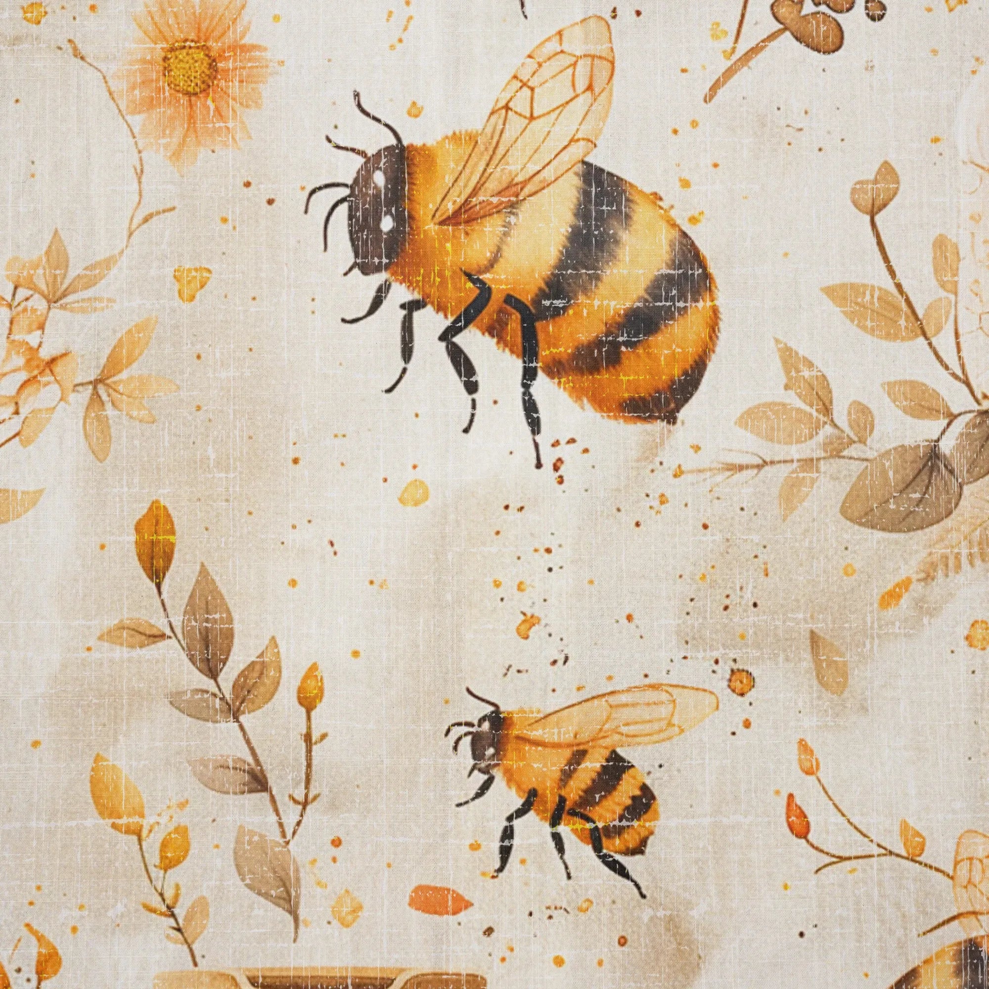 LeosWare® Men's Hawaiian Shirt Short Sleeve Button-up 100% Cotton Yellow Aloha Autumn Harvest In The Honey Garden Bee By Ann