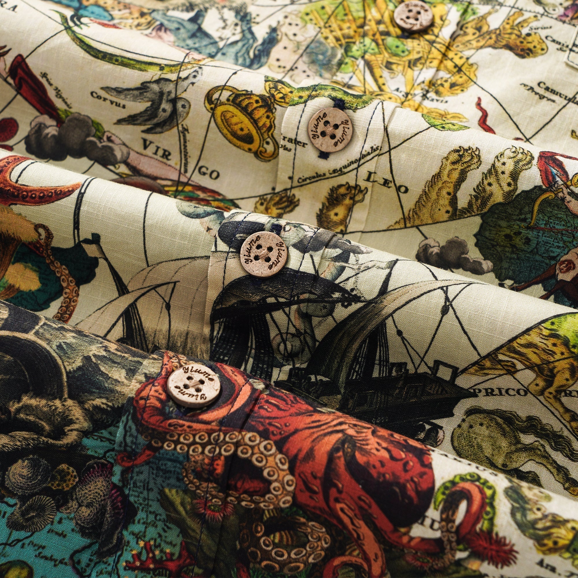Men's Hawaiian Shirt Short Sleeve Button-down 100% Cotton Art Shirt By Huan huan