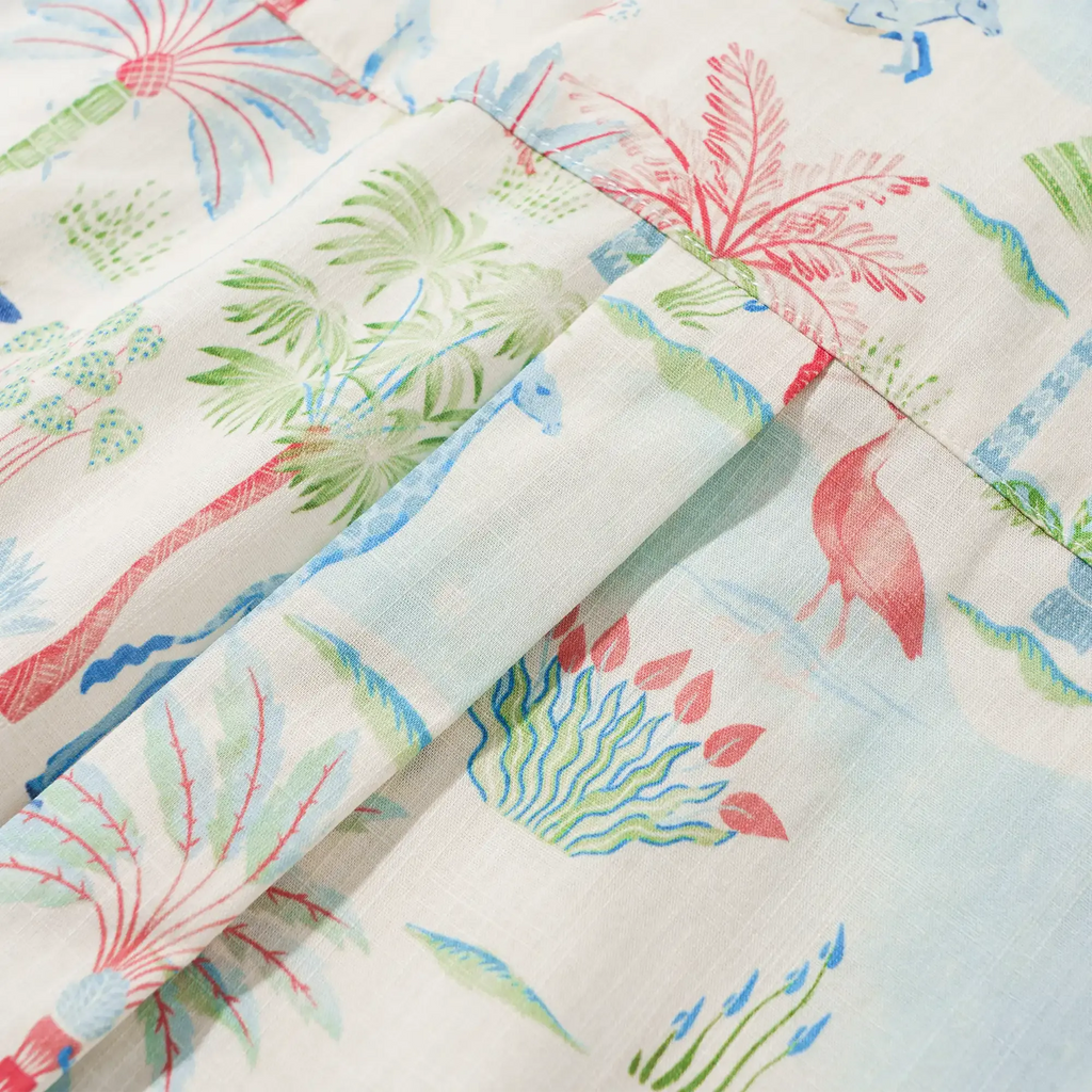 Men's Hawaiian Shirt Short Sleeve Button-down 100% Cotton Beige Aloha Talab Oasis Under The Palm Trees By House of Haricot
