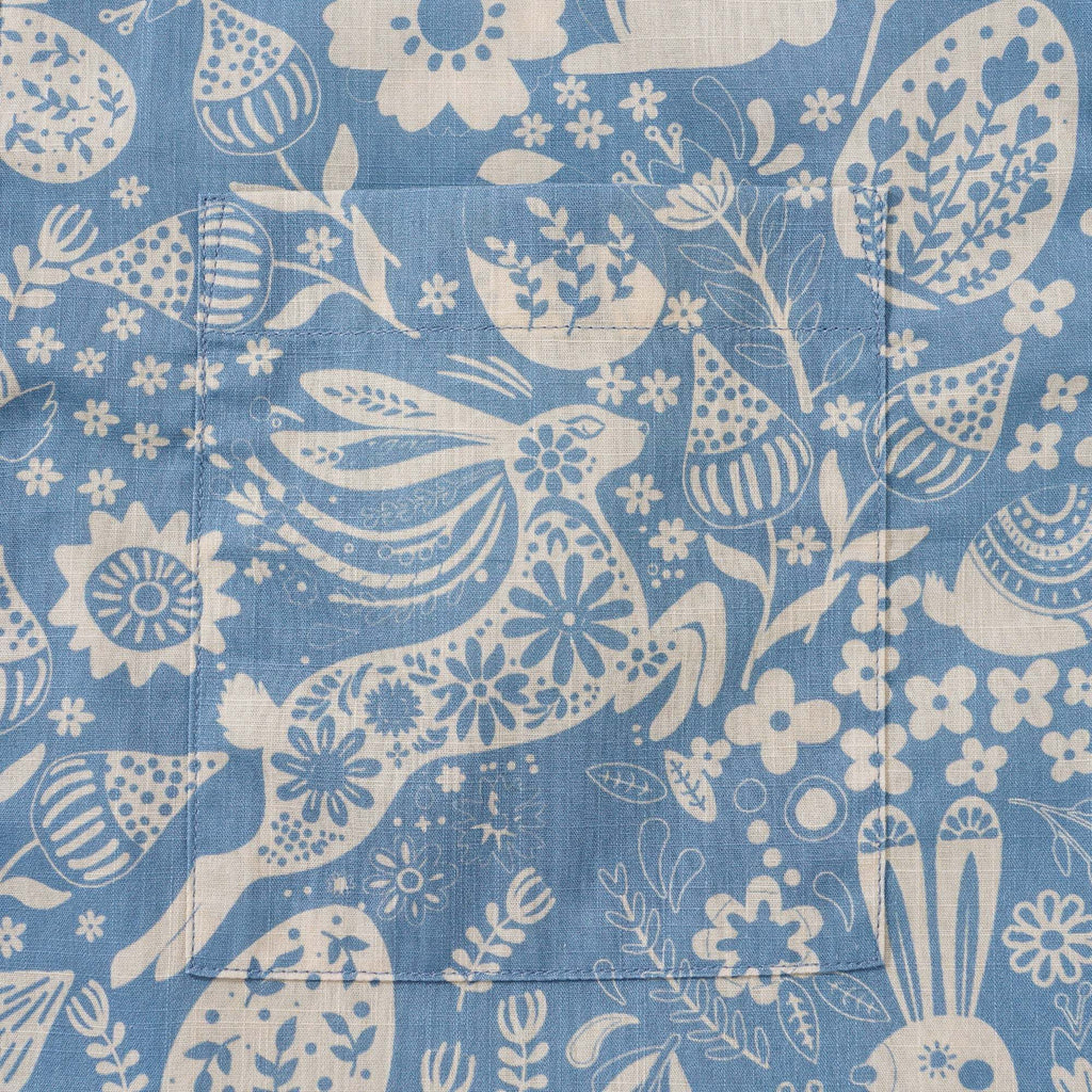 Easter Day Gift Men's Hawaiian Shirt Short Sleeve Button-down 100% Cotton Blue Aloha Spring Revival By Yana