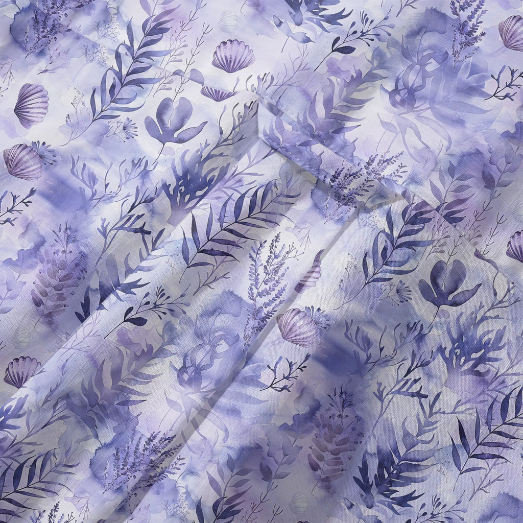 LeosWare® Men's Hawaiian Shirt Short Sleeve Button-up 100% Cotton Purple Aloha Purple Mist Seaweed By Ann