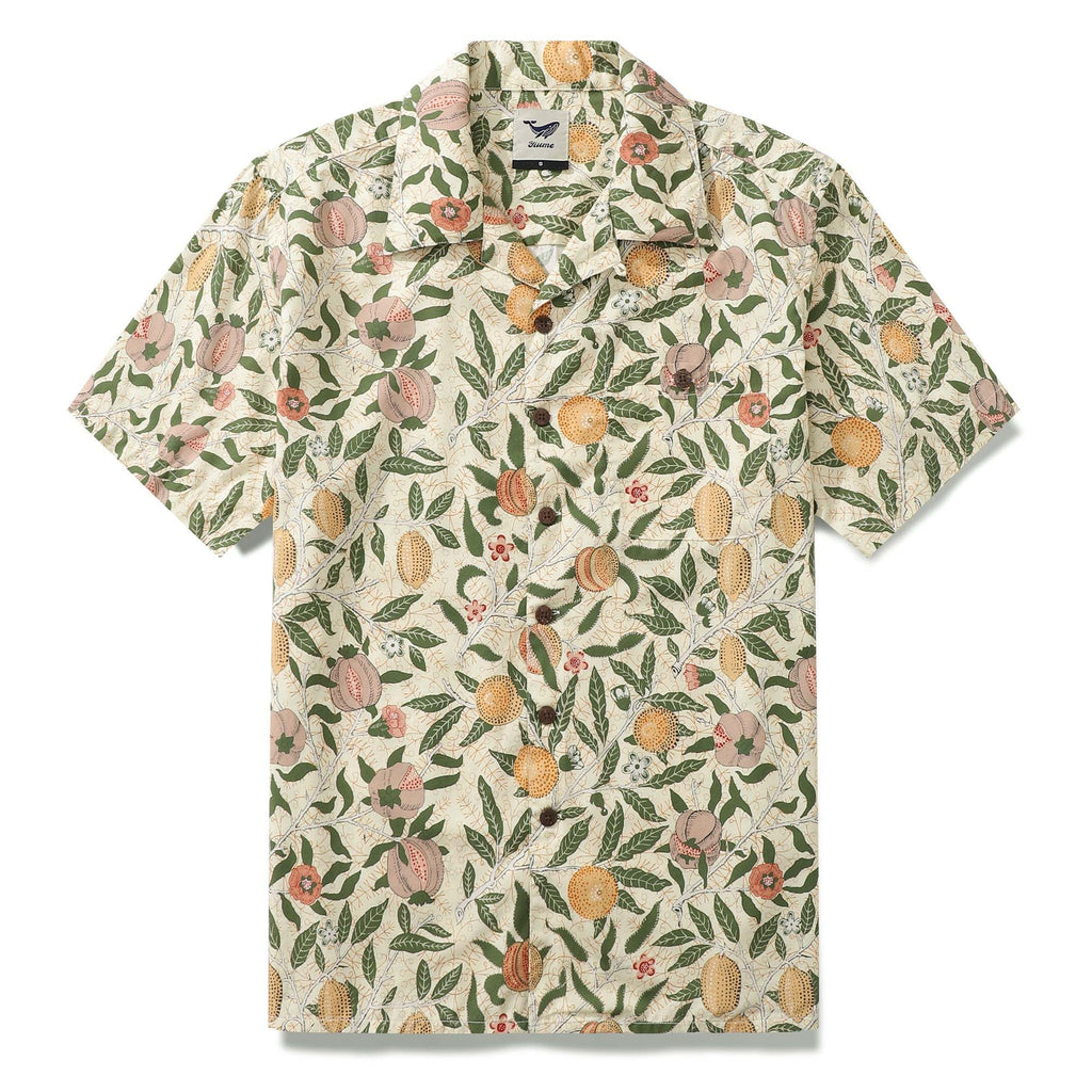 Fruit Hawaiian Shirt For Men William Morris Designer Shirt Tencel™ Pomegranate (tencel™) By Amy