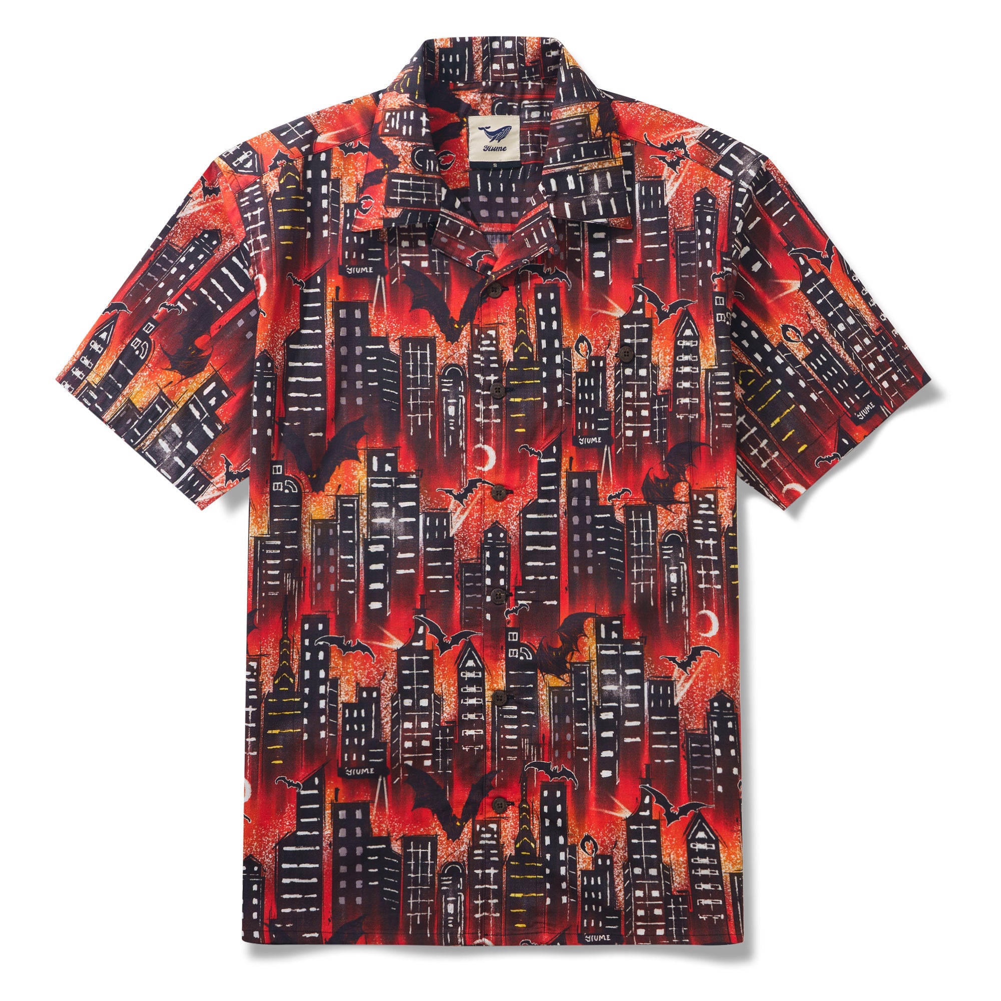 Guardian of the Night 100% Cotton Men's Short Sleeve Camp Collar Shirt Aloha Hawaiian Halloween By Sun