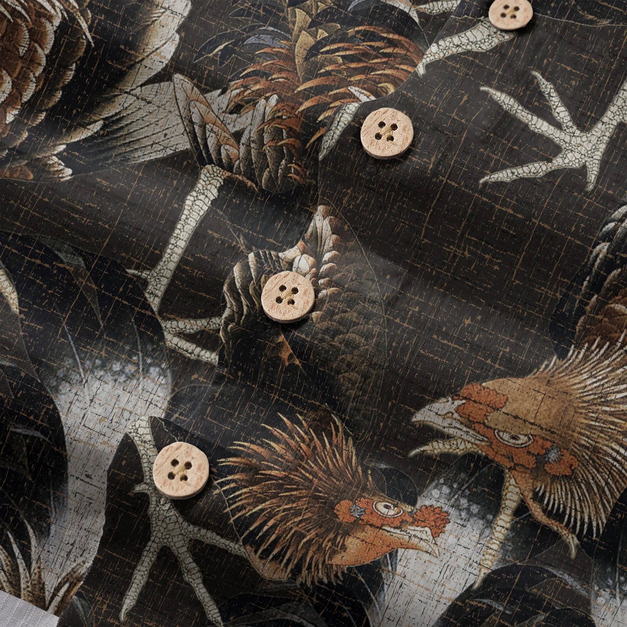 LeosWare® Men's Hawaiian Shirt Short Sleeve Button-up 100% Cotton Aloha Ancient-pattern Rooster Ode By Dudu