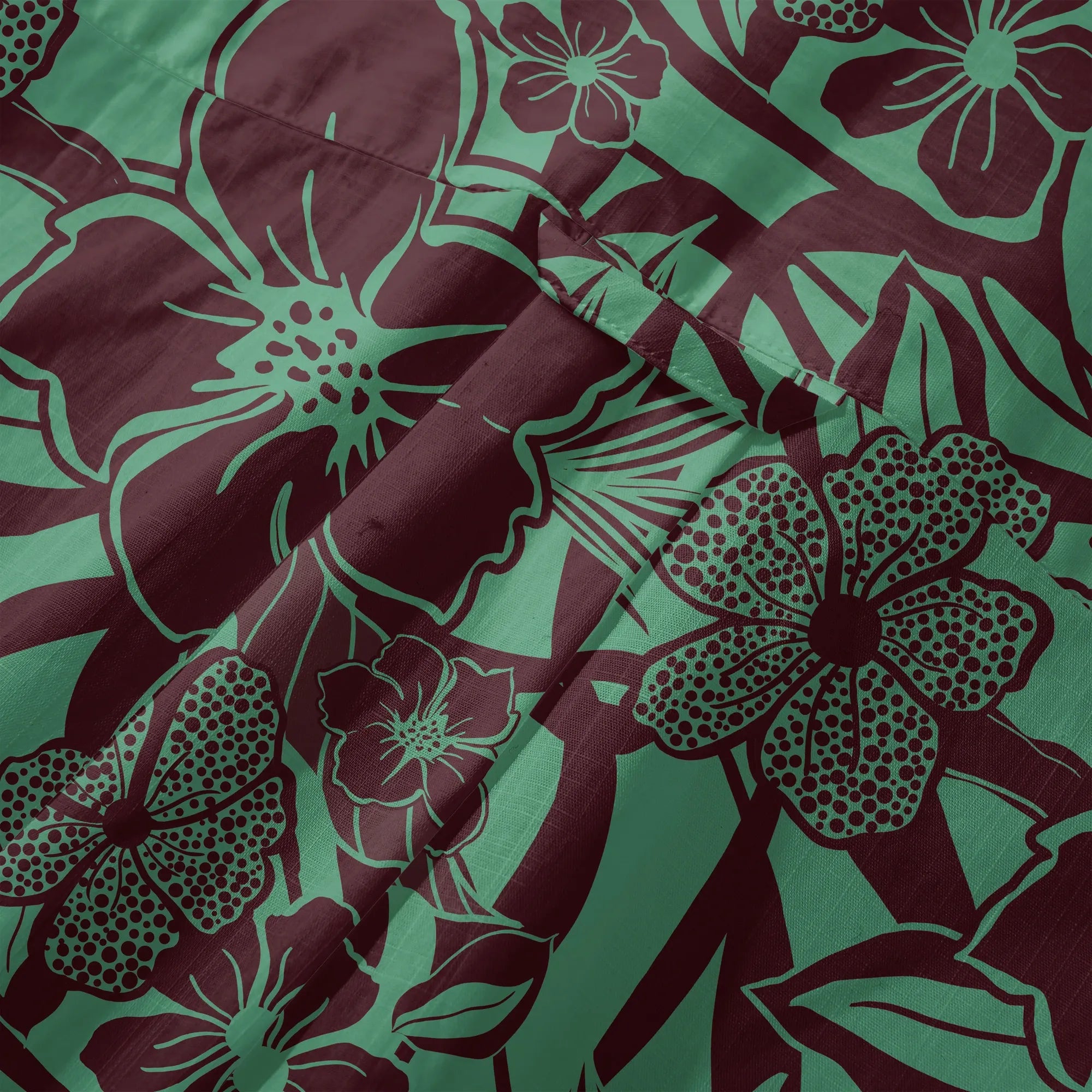 LeosWare® Men's Hawaiian Shirt Short Sleeve Button-up 100% Cotton Green Aloha Impression Of Tropical Plants By Huan huan