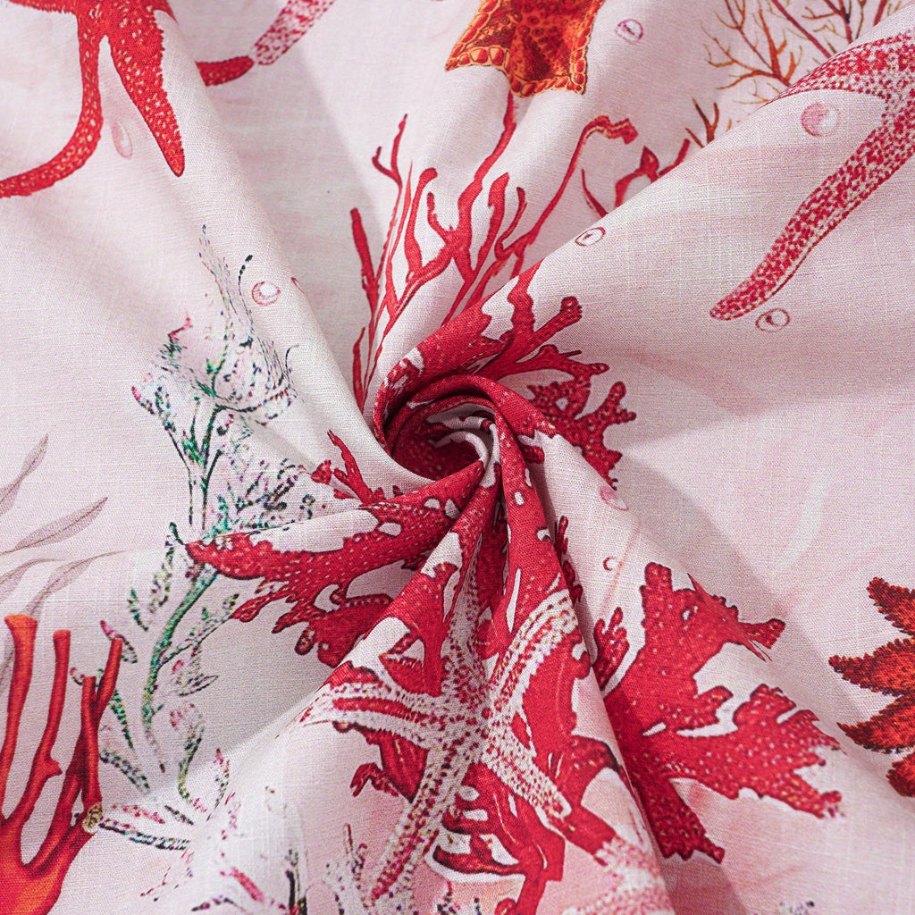 Men's Marine Life Hawaiian Shirt Short Sleeve Button-down 100% Cotton Pink Aloha Coral Reverie By Yakima