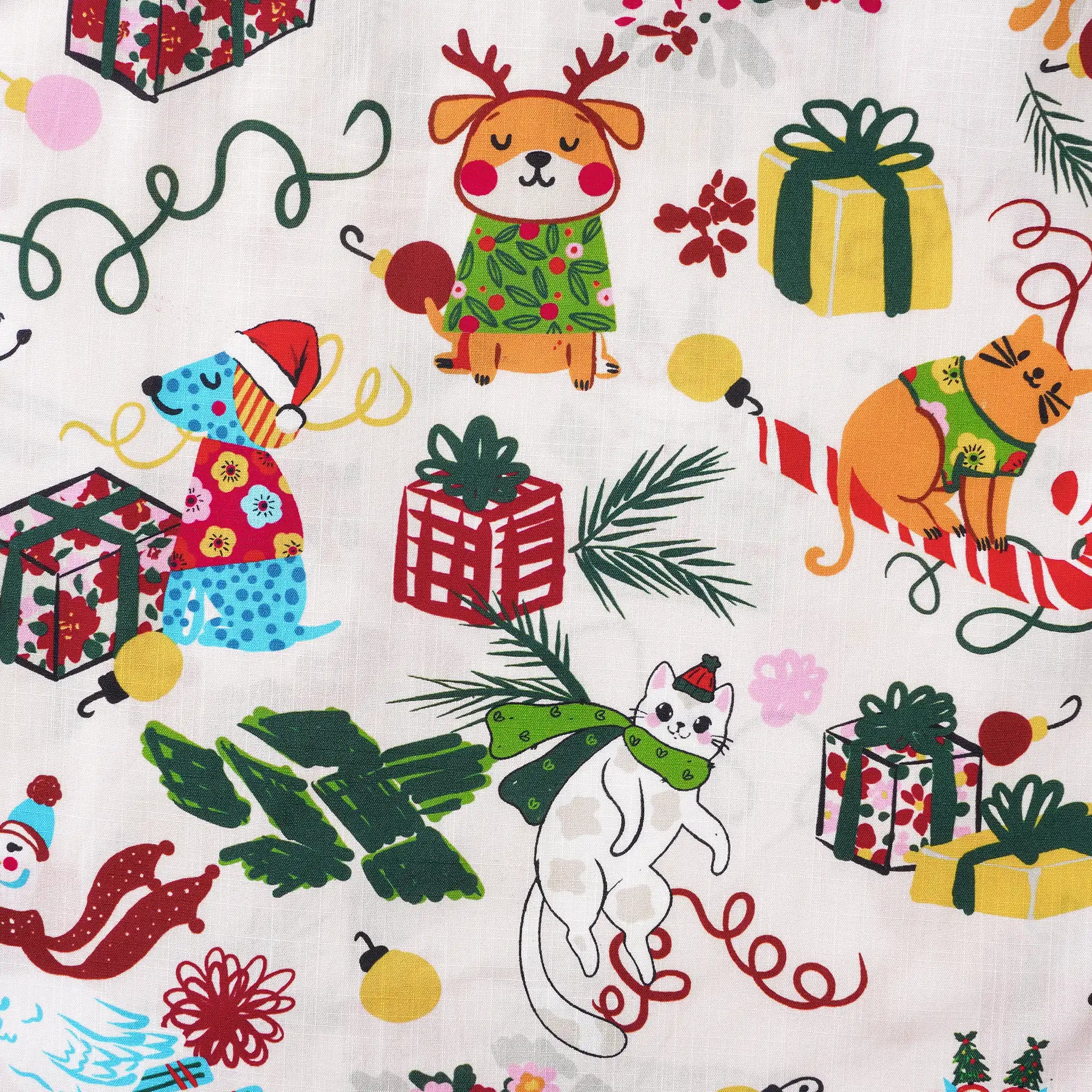 Men's Hawaiian Shirt Short Sleeve Button-down 100% Cotton Beige Aloha Christmas Pet Party By Jasper