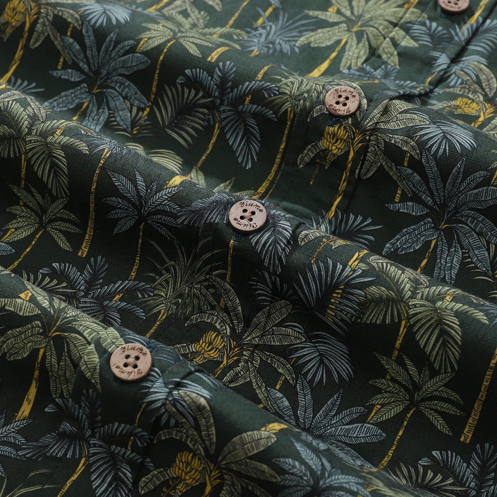 1950s Tropical Hawaiian Shirt For Men Rainforest Print Cotton Button Down Short Sleeve Shirt Tropical Rainforest By Sherry