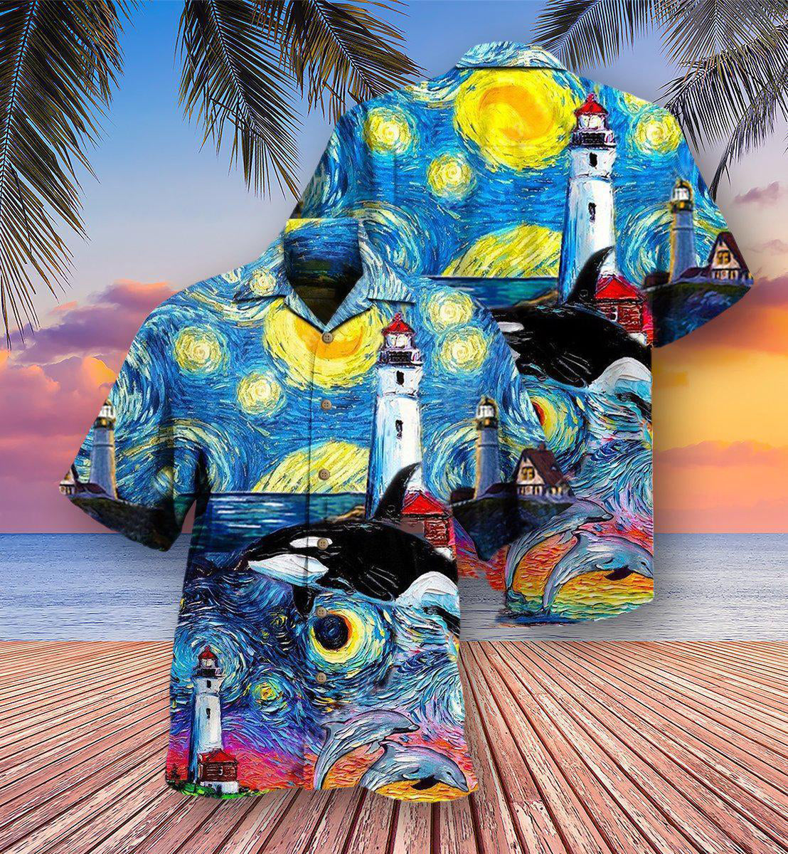Lighthouse Finding Light In A Starry Night - Hawaiian Shirt