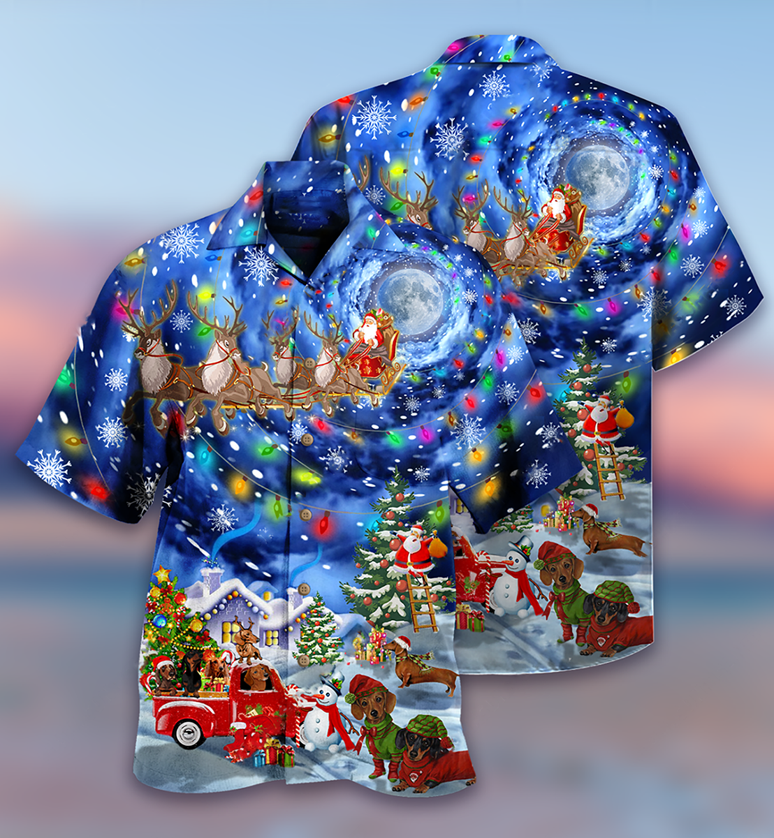 Dachshund Love Xmas Night - Hawaiian Shirt