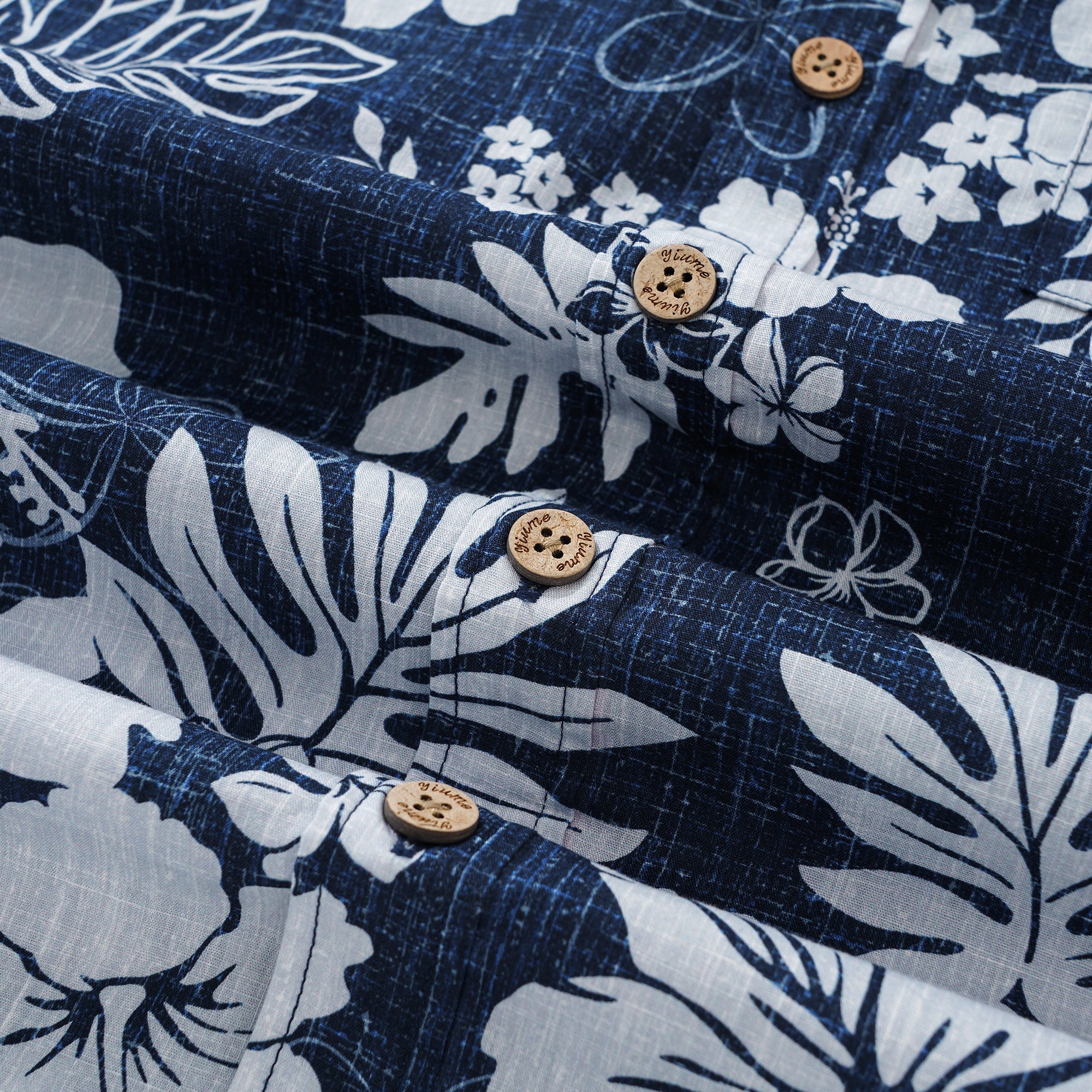 Floral Men's Hawaiian Shirt Short Sleeve Button-down 100% Cotton Blue Aloha Summer Whispers By Huan huan
