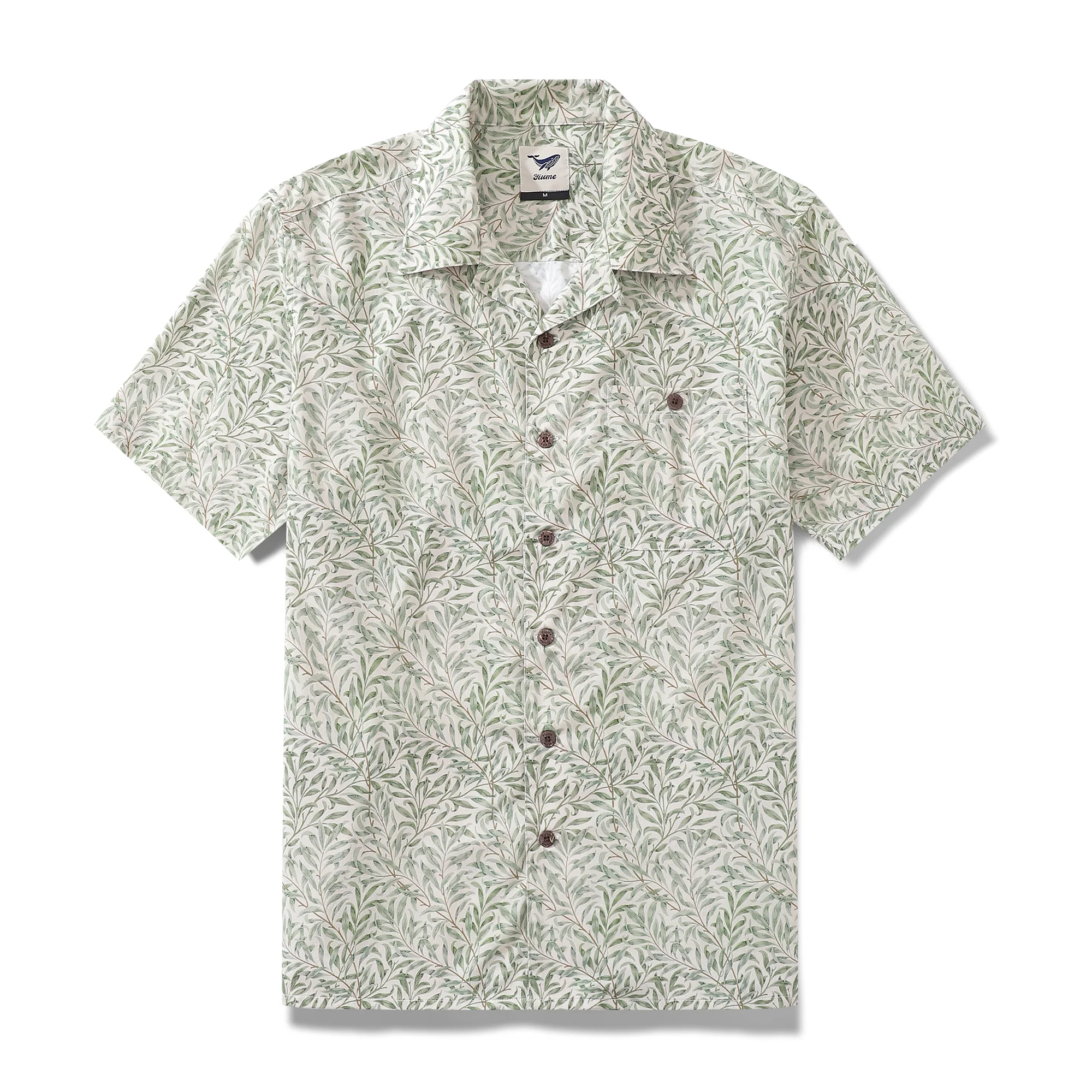 Hawaiian Shirt For Men 1920s Vintage Willow Shirt Camp Collar 100% Cotton By Amy