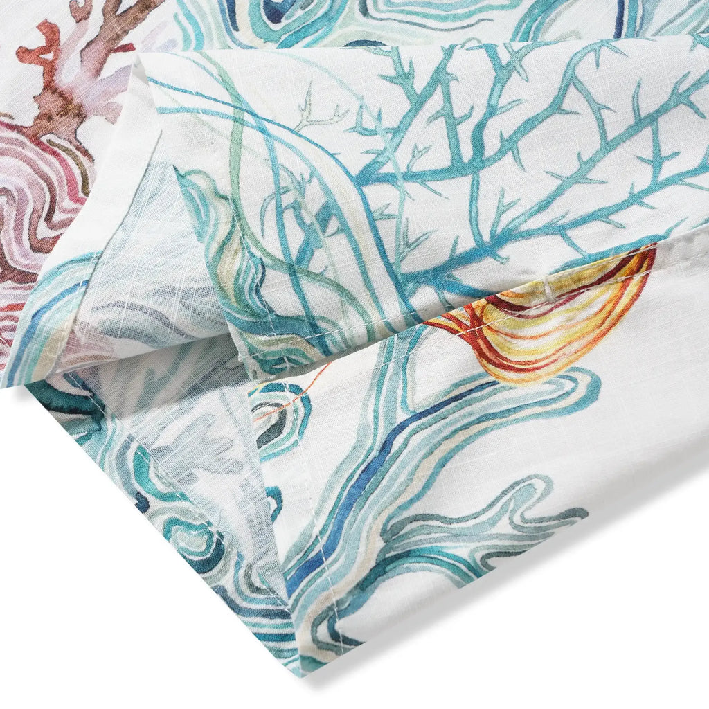 Men's Hawaiian Shirt Short Sleeve Camp Collar 100% Cotton Blue Aloha Life Underwater By Michela Maranzana