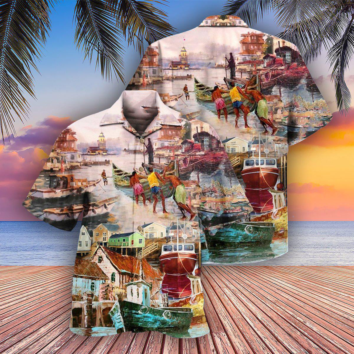 Harbor In The Busy Morning - Hawaiian Shirt