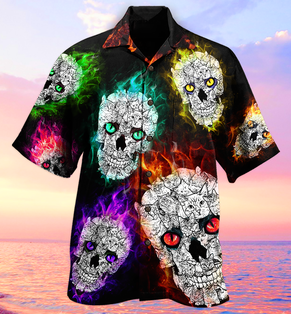 Skull Color Smile Say Hi - Hawaiian Shirt