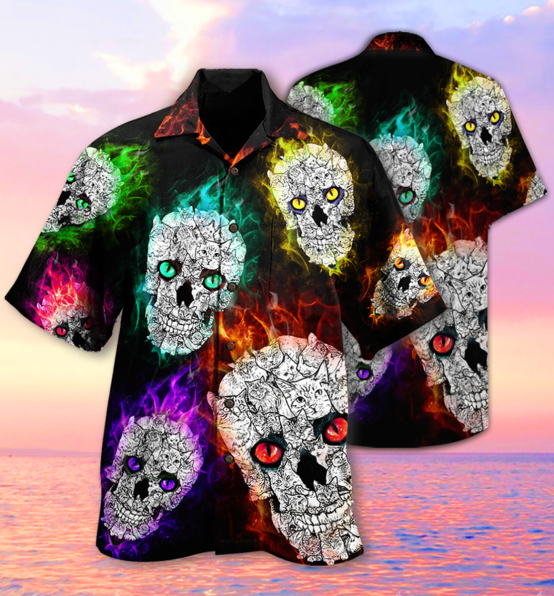 Skull Color Smile Say Hi - Hawaiian Shirt