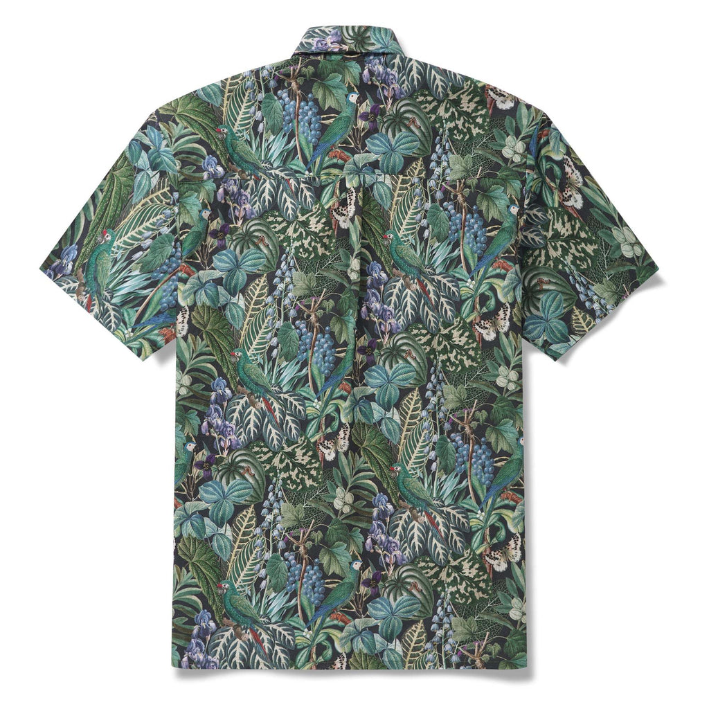 Men's Hawaiian Shirt Short Sleeve Button-down 100% Cotton Green Aloha Jungle Whispers By Cigar