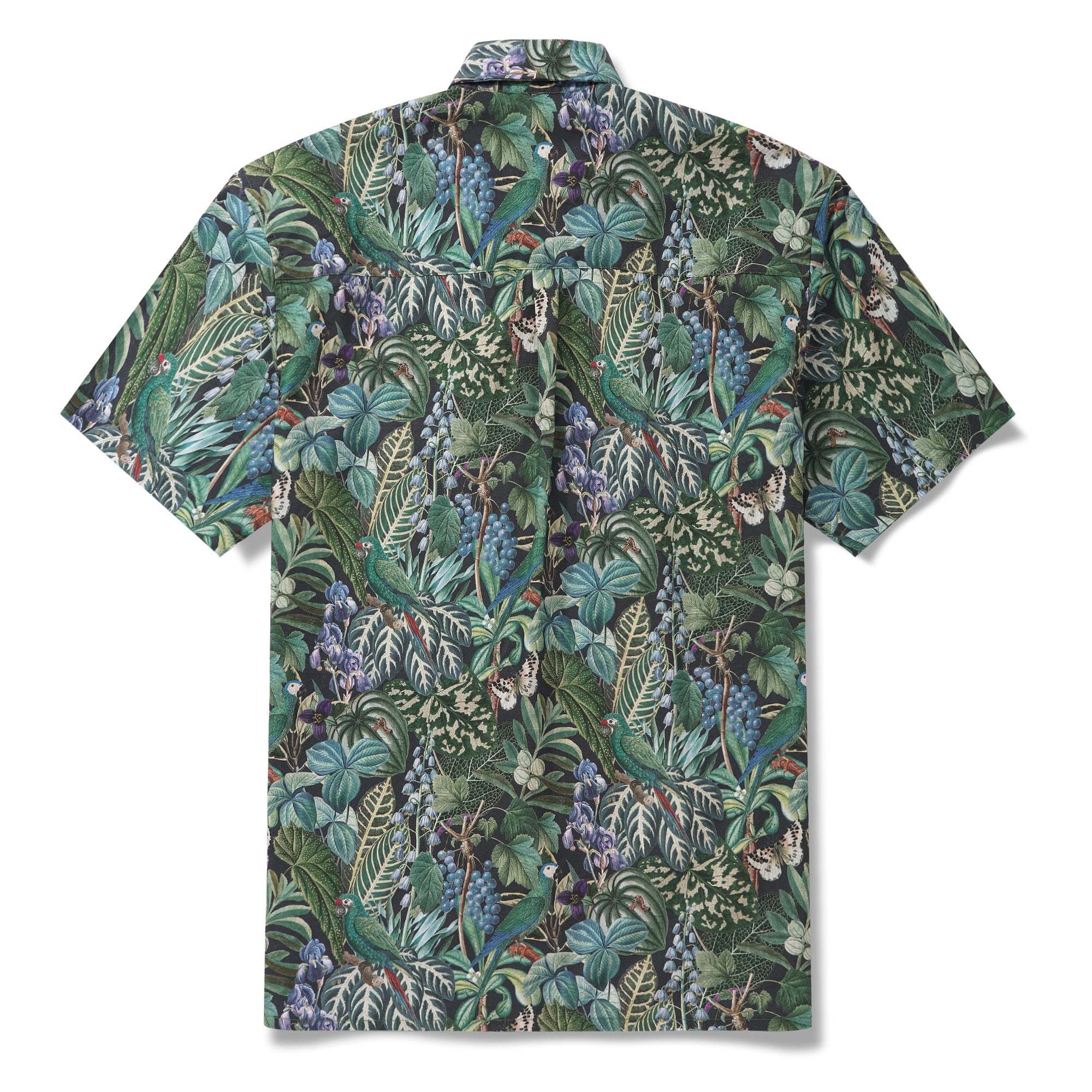 Men's Hawaiian Shirt Short Sleeve Button-down 100% Cotton Green Aloha Jungle Whispers By Cigar