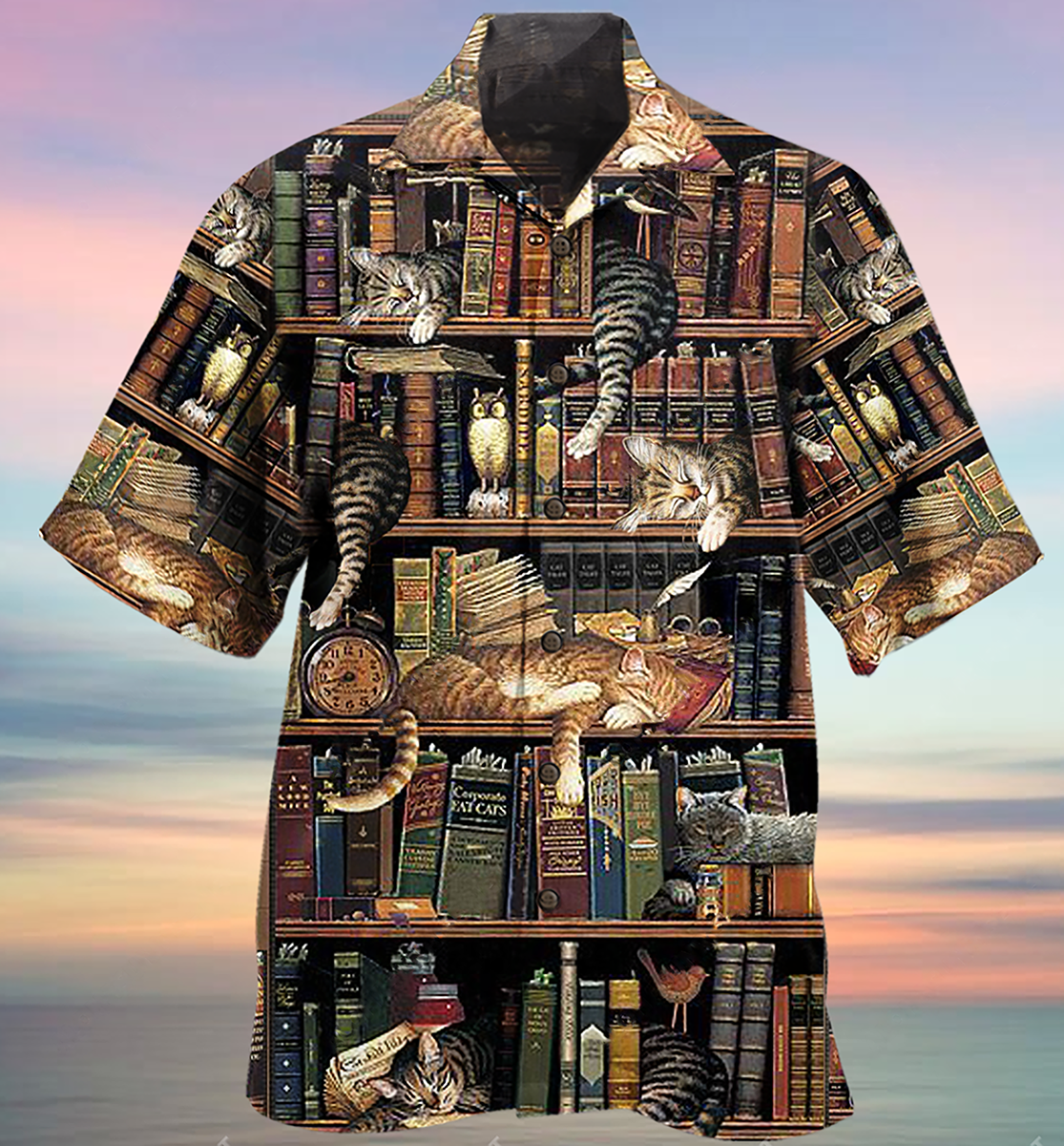 Book And Cat Sleep - Hawaiian Shirt