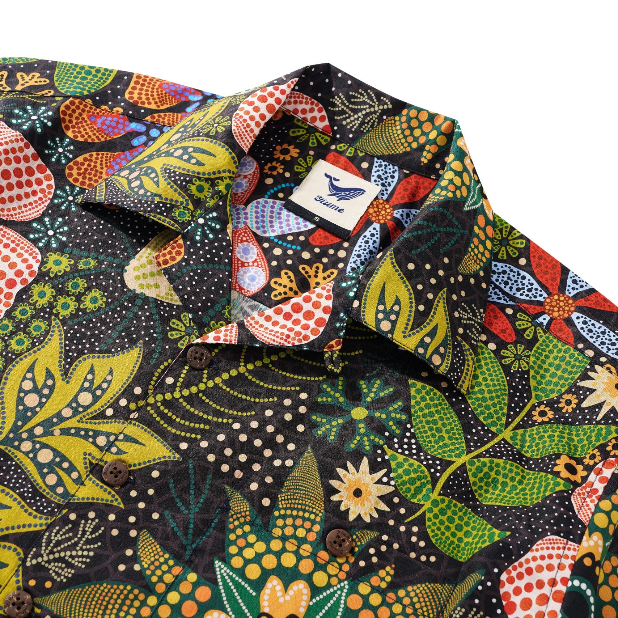 Men's Hawaiian Shirt Short Sleeve Camp Collar 100% Cotton Green Aloha Backyard Oasis By Yakima