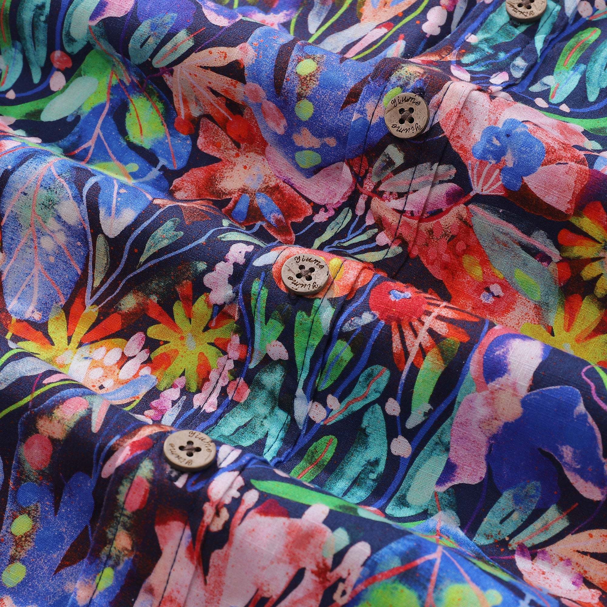 Yiume 1930s Hawaiian Shirt For Men Floral Canvas Cotton Button-down Short Sleeve Camp Shirt Floral Canvas By Maria Montiel
