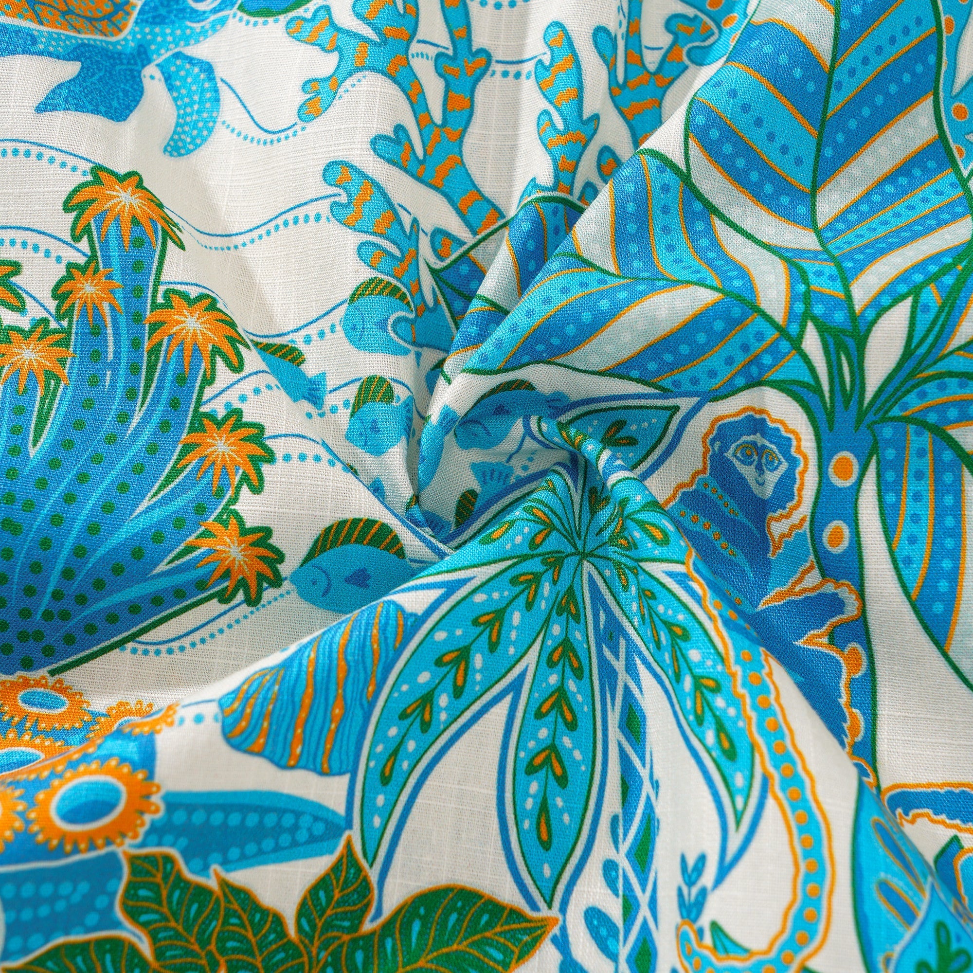 Men's Hawaiian Shirt Short Sleeve Button-down 100% Cotton Blue Aloha Fantasy Paradise By Huan huan