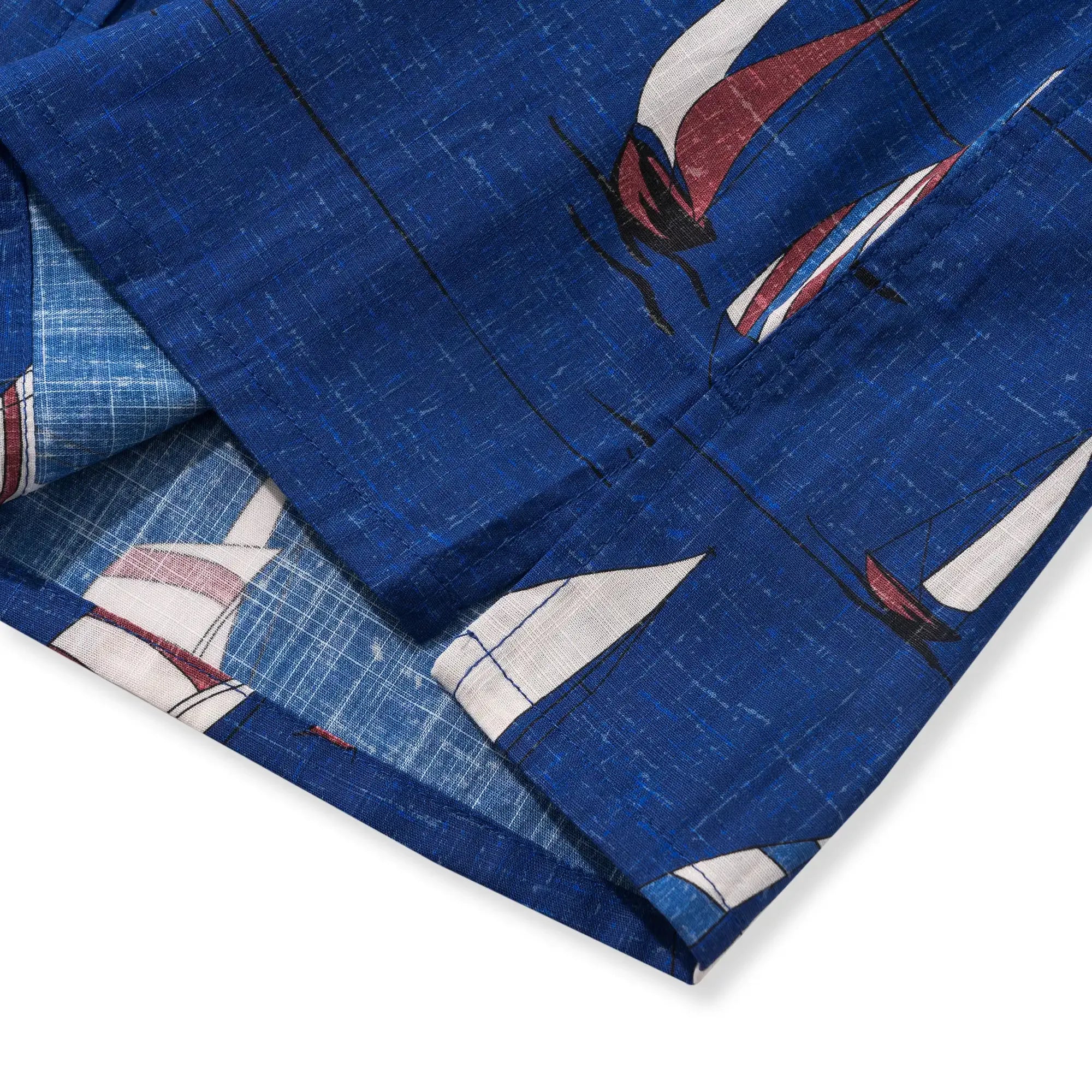 Men's Hawaiian Shirt Short Sleeve Button-down 100% Cotton Blue Aloha Sail into the Horizon By Huan huan