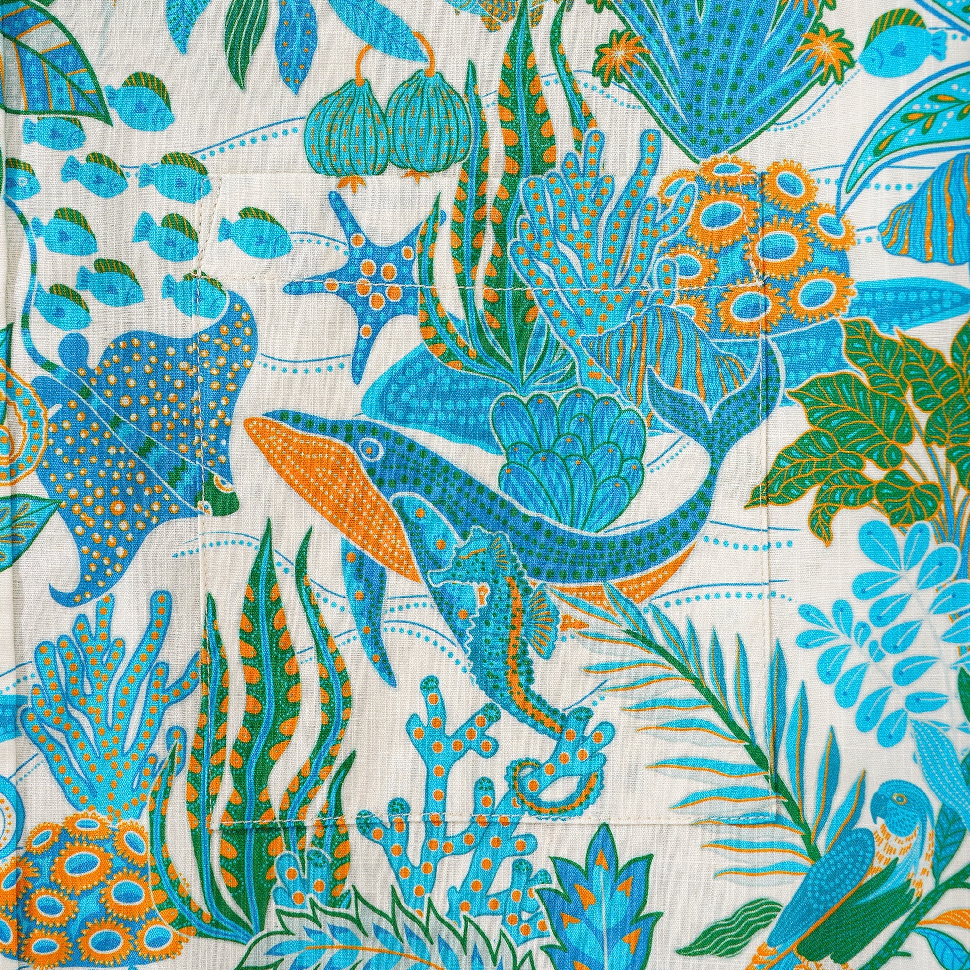Men's Hawaiian Shirt Short Sleeve Button-down 100% Cotton Blue Aloha Fantasy Paradise By Huan huan