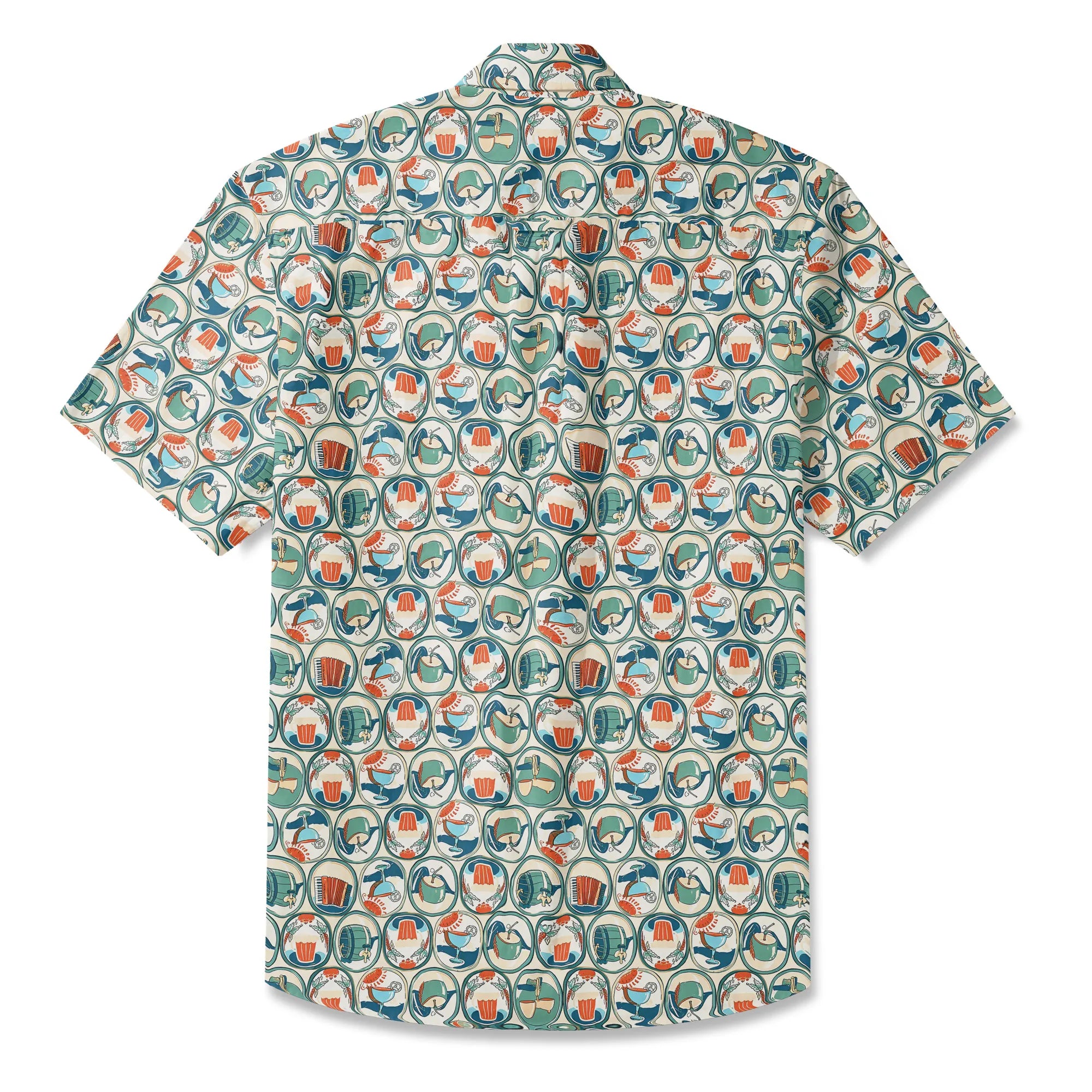 LeosWare® Men's Hawaiian Shirt Short Sleeve Button-up 100% Cotton Aloha Beer Festival Oval Motif By Ann