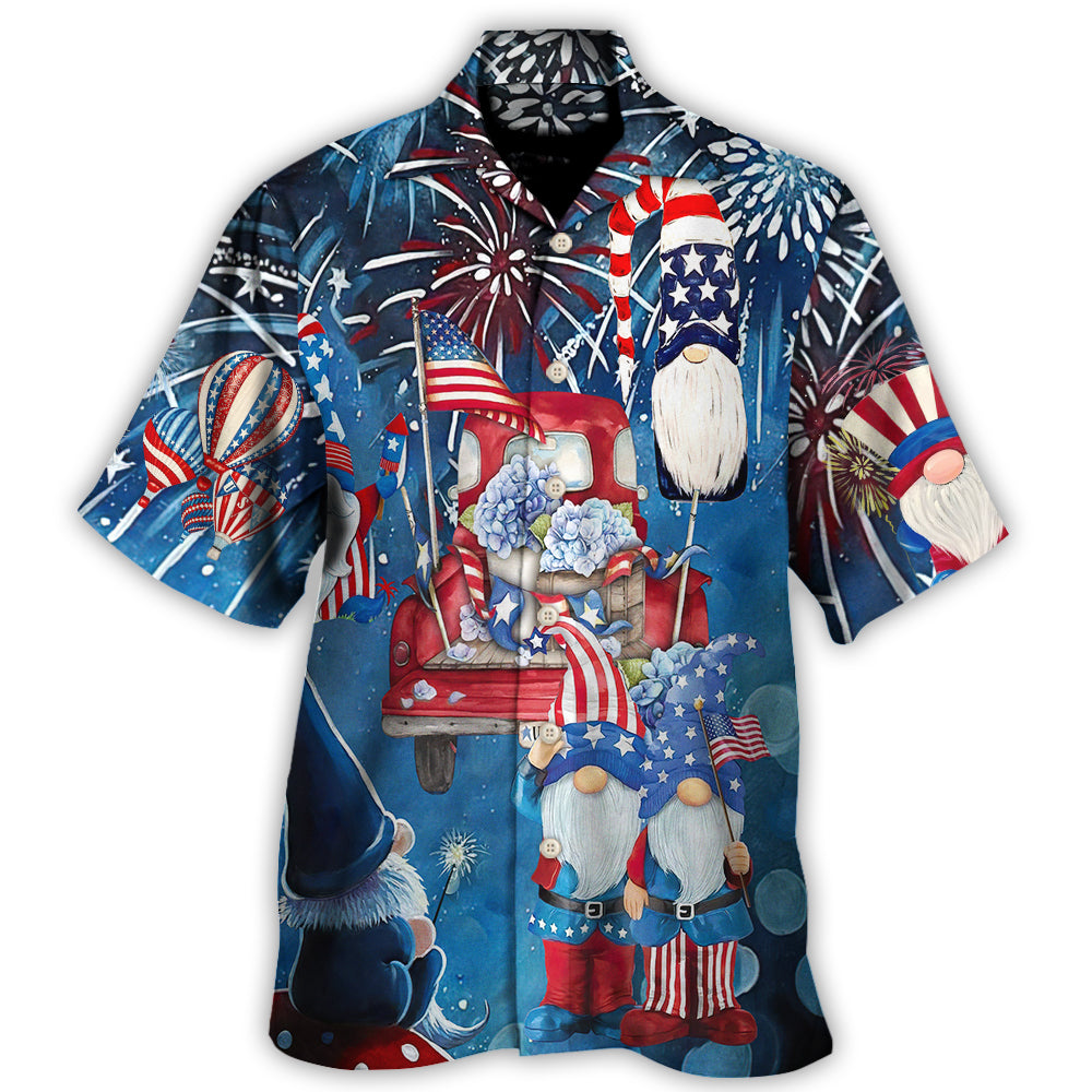 Independence Day Cute Three Trio Gnome 4th Of July - Hawaiian Shirt