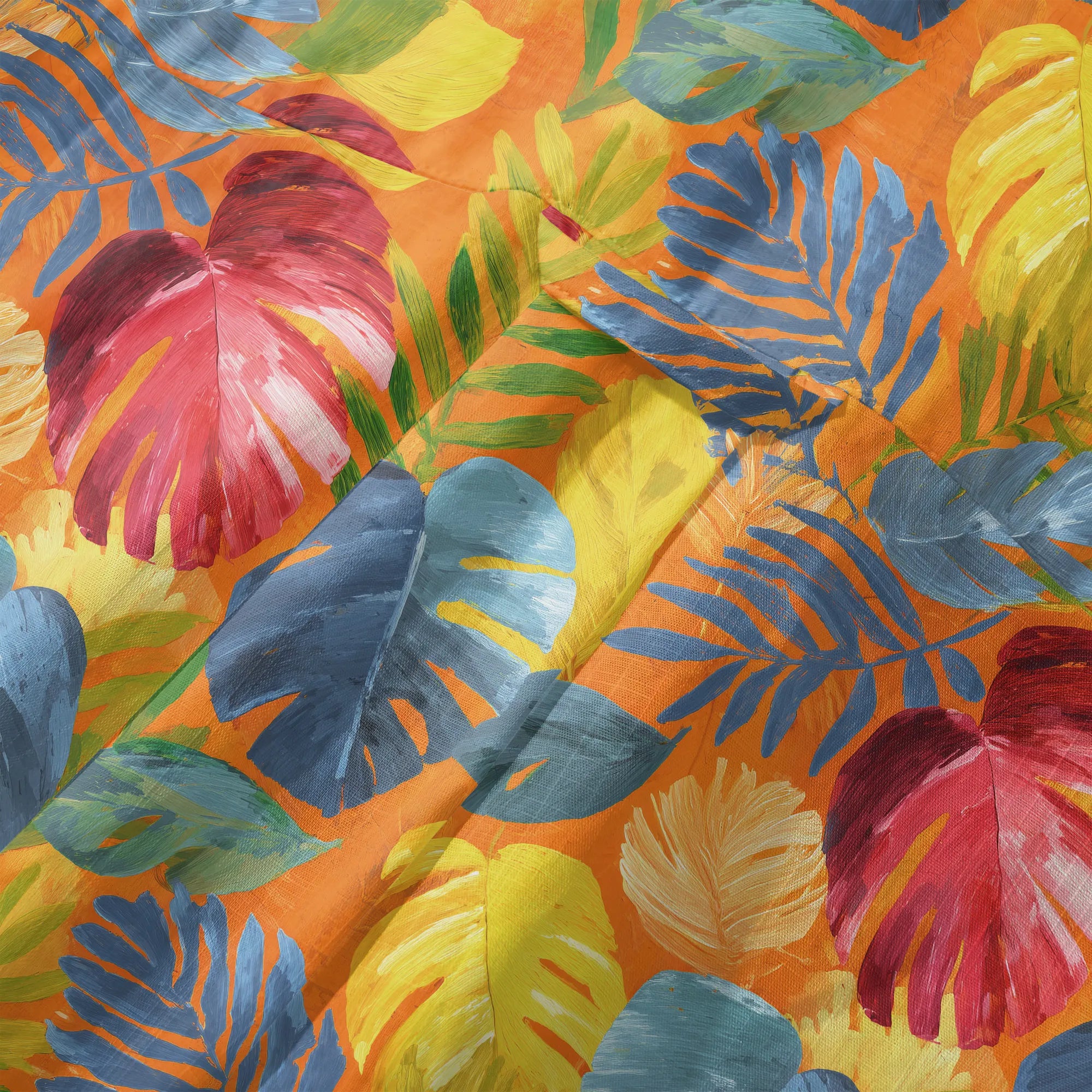 LeosWare® Men's Hawaiian Shirt Short Sleeve Button-up 100% Cotton Orange Aloha Tropical Rhapsody In Orange By Ann