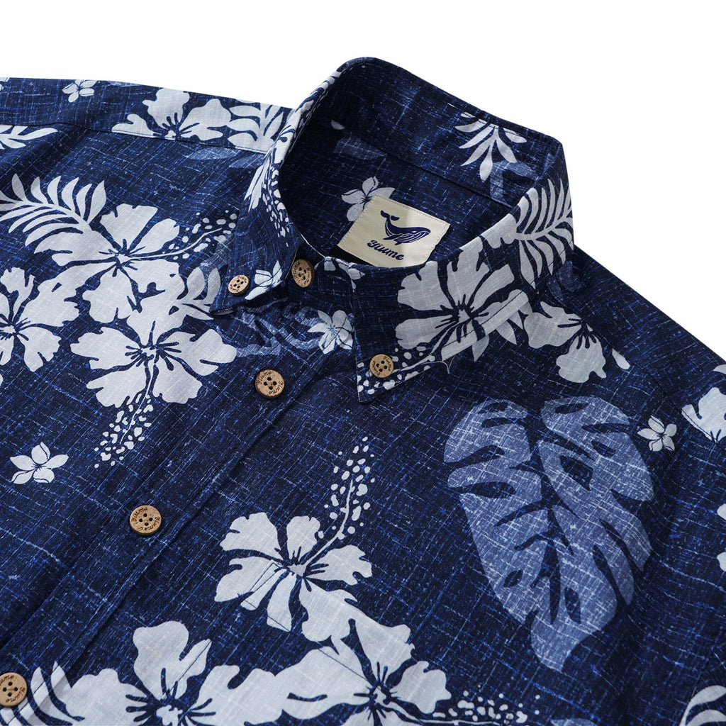 Yiume Tropical Hawaiian Shirt For Men Breathable Shirt Blue Short Sleeve Button-down Shirt By Huan huan