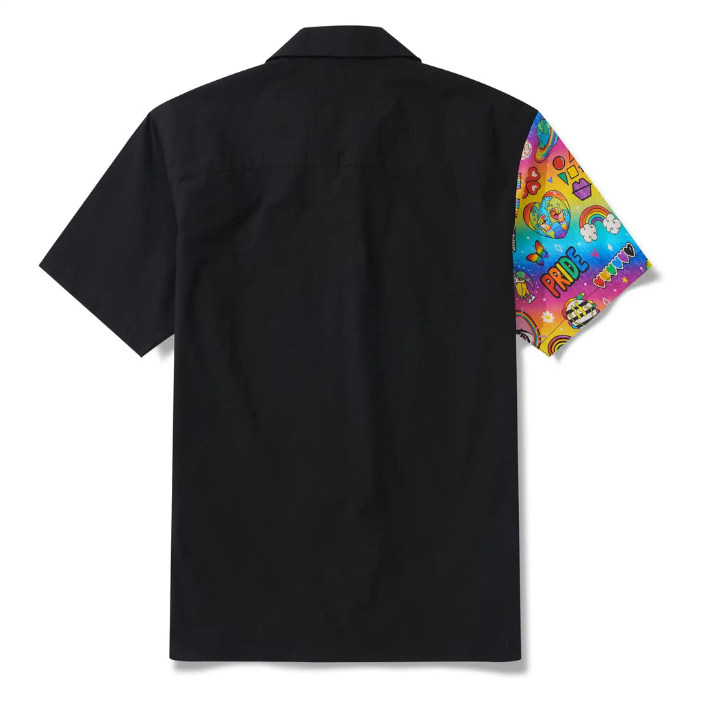 Men's Hawaiian Shirt Short Sleeve Camp Collar 100% Cotton Aloha Rainbow Pride Delight By Cigar