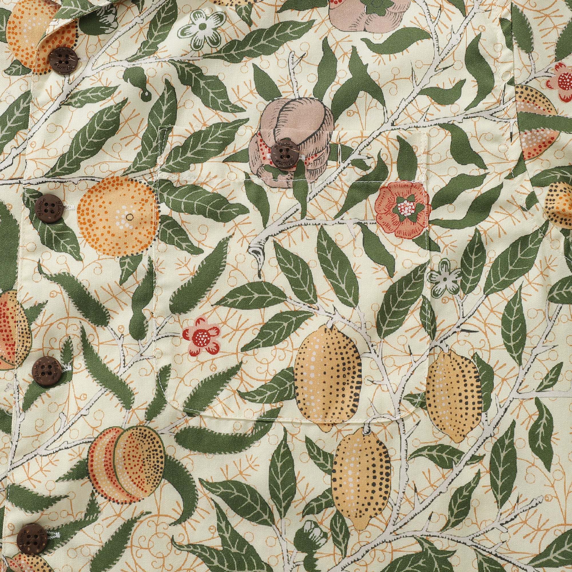 Fruit Hawaiian Shirt For Men William Morris Designer Shirt Tencel™ Pomegranate (tencel™) By Amy