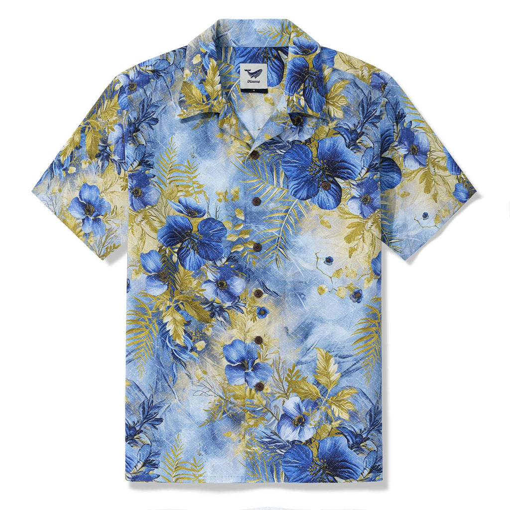 100% Cotton Hawaiian Shirt For Men A Tapestry of Nature's Splendor Camp Collar Aloha Shirt By Yakima
