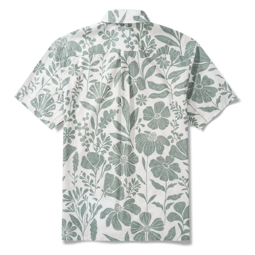 Men’s Breathable Shirt Green Floral Hawaiian Shirt – Wrinkle Free Shirt Button-Down Short Sleeve Shirt By Huan huan