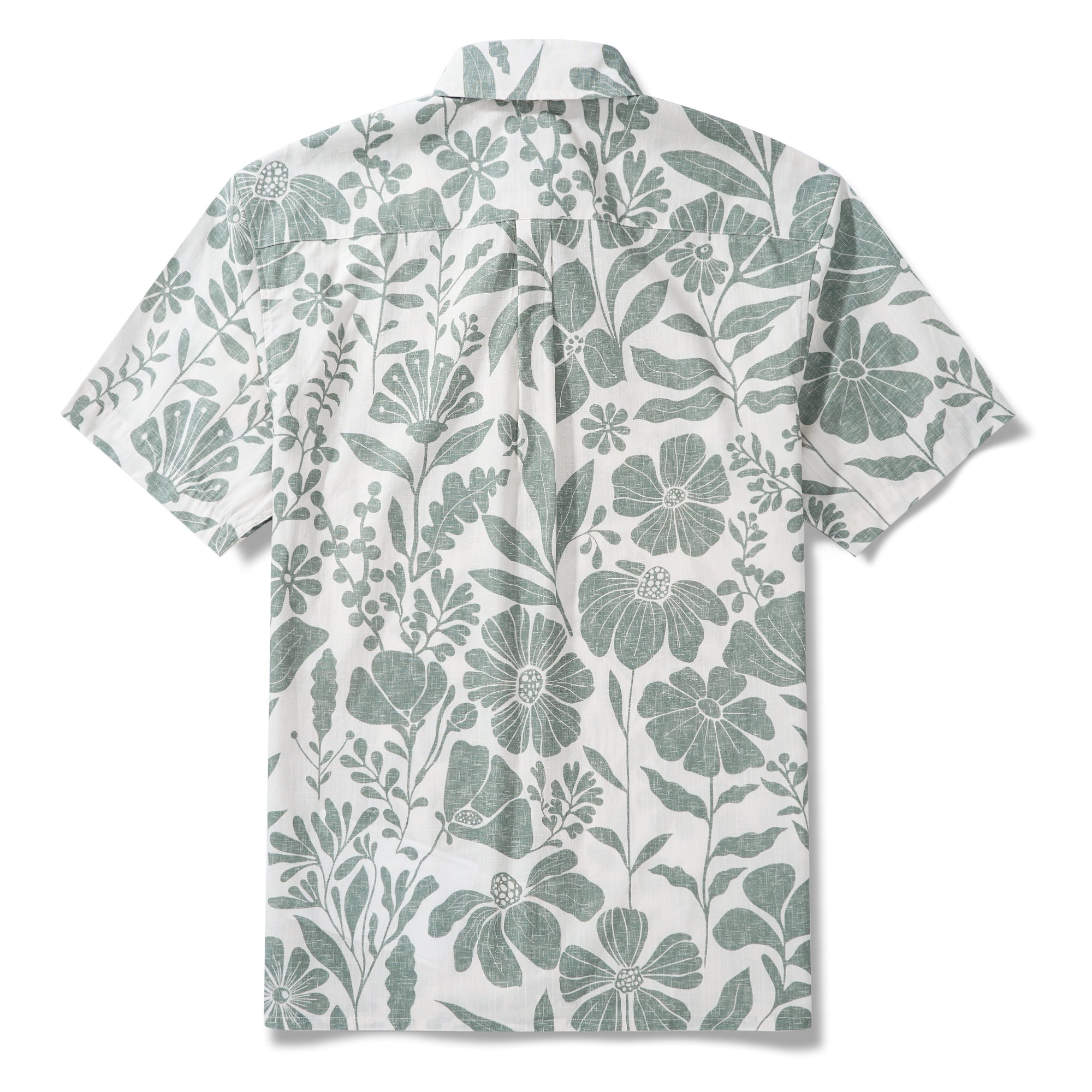 Men’s Breathable Shirt Green Floral Hawaiian Shirt – Wrinkle Free Shirt Button-Down Short Sleeve Shirt By Huan huan