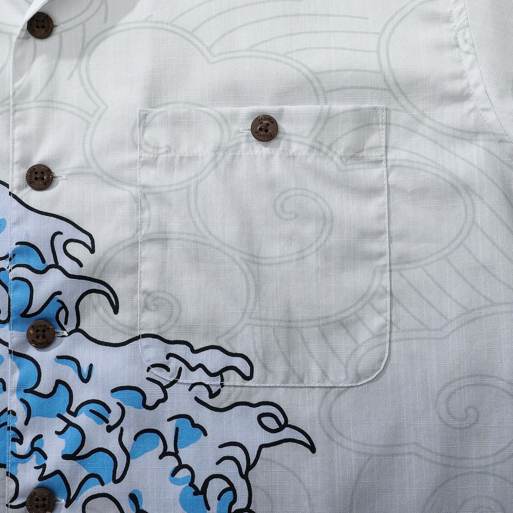 Wave Hawaiian Shirt For Men Japanese Aloha Shirt Cotton Short Sleeve Camp Shirt Japanese Ukiyo-e By Amy