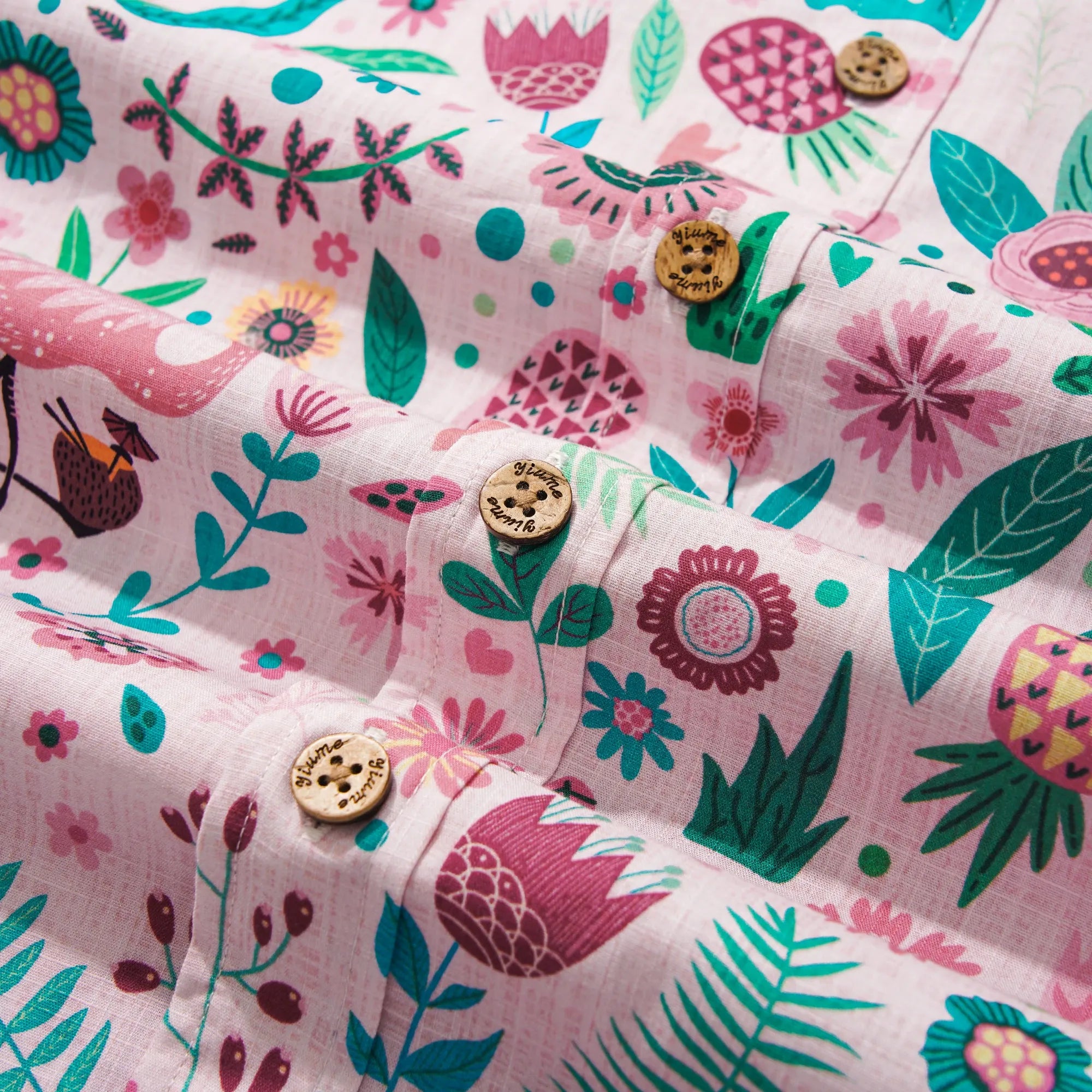 Men's Hawaiian Shirt Short Sleeve Button-down 100% Cotton Aloha Flamingo Petal Escape Flamingo By Cigar