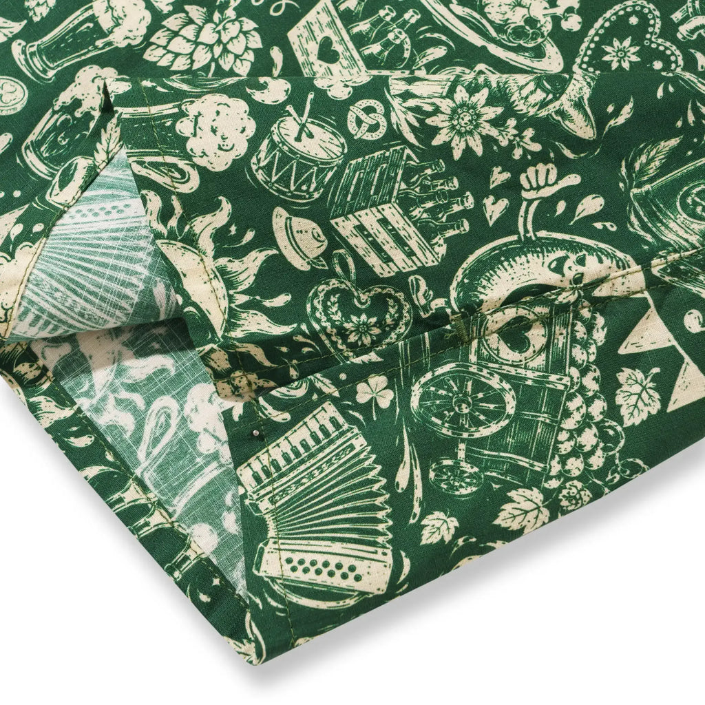 Men's Hawaiian Shirt Short Sleeve Camp Collar 100% Cotton Green Aloha Vintage Beer Festival Cheer - Green By Cigar