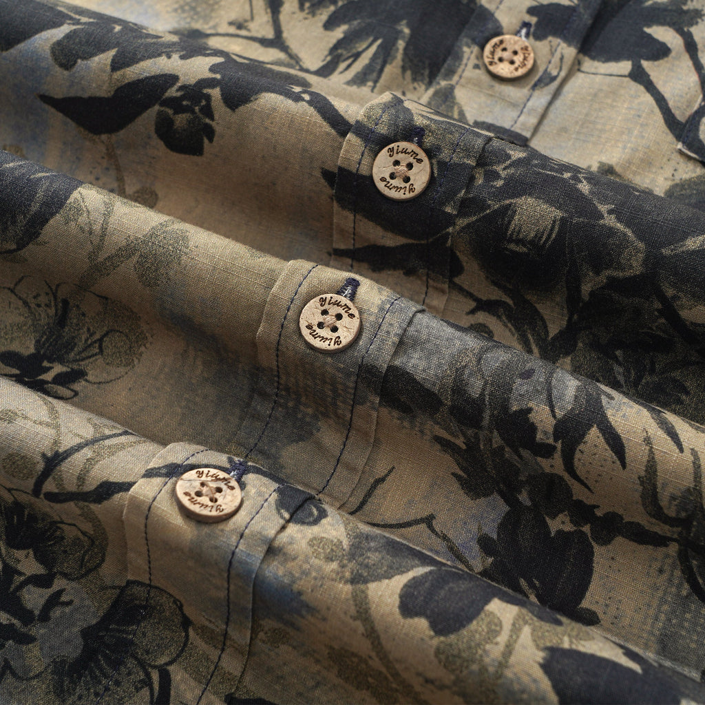 Men's Hawaiian Shirt Short Sleeve Button-down 100% Cotton Brown Aloha Shirt By Sun
