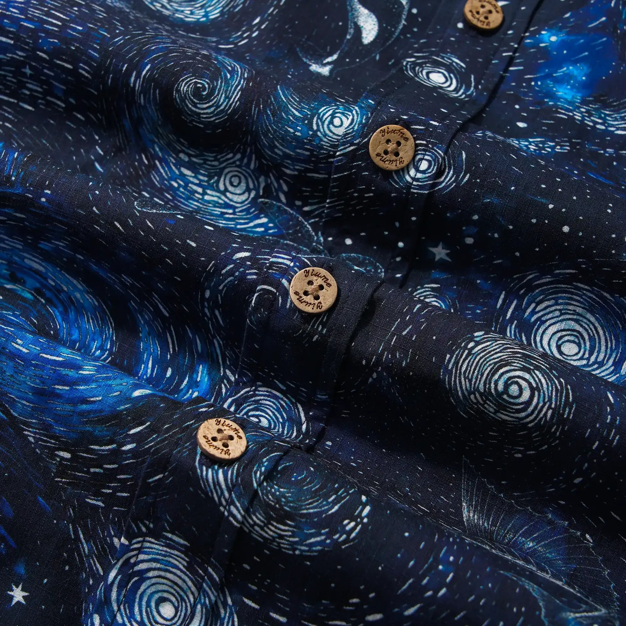 Men's Hawaiian Shirt Short Sleeve Button-down 100% Cotton Blue Aloha Dreams Of The Starry Sea Jellyfish Whale By Mo