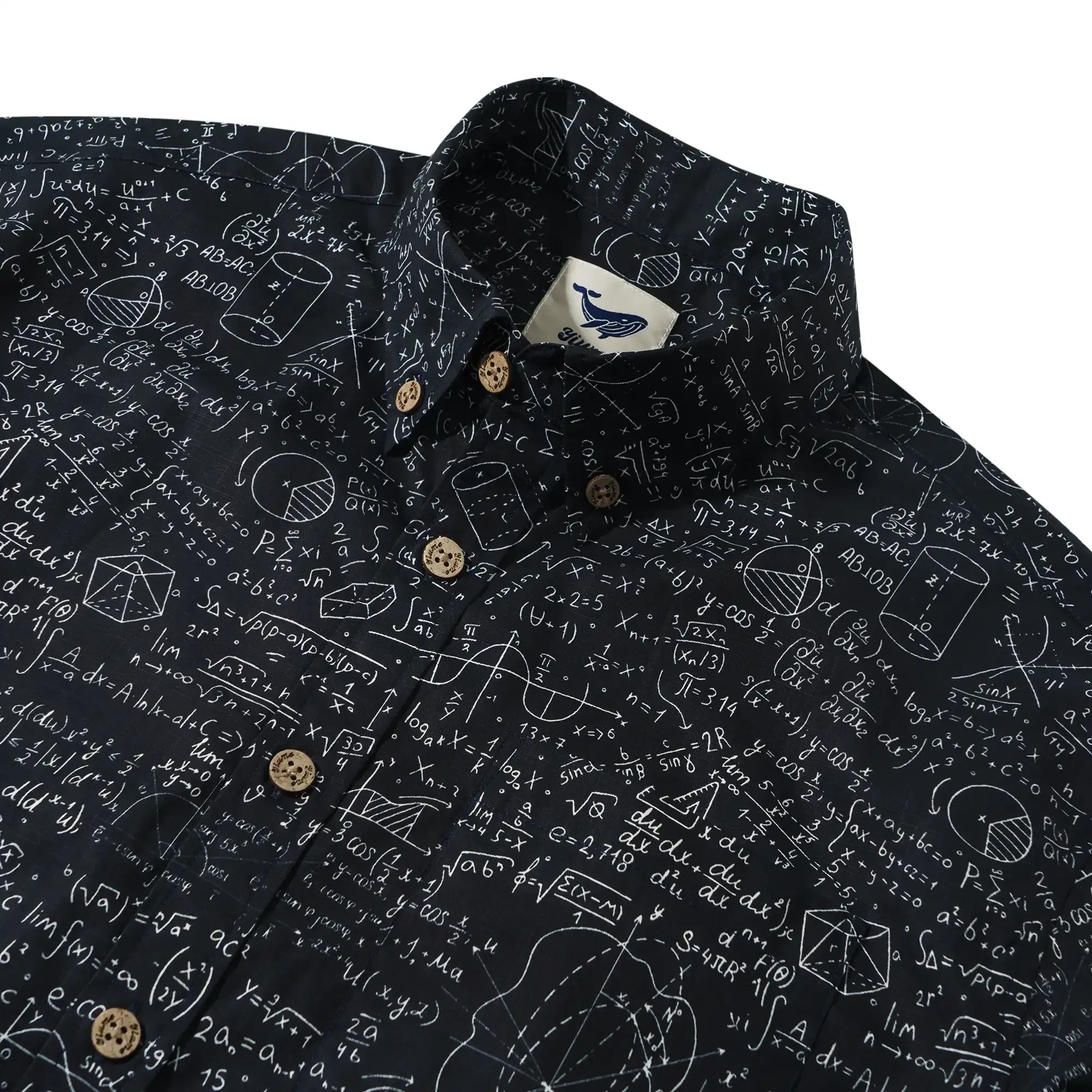 Geek Chic Men's Hawaiian Shirt Short Sleeve Button-down 100% Cotton Black Aloha The Problem Solver Math Formula Physics Equation Science Chalkboard By Yana