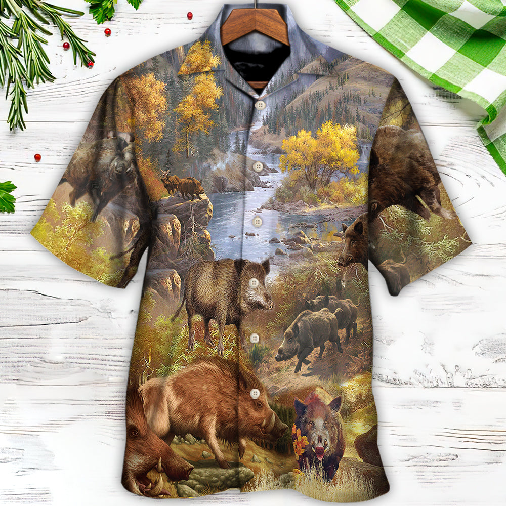Boar Animals Wild Boar Hog Hunters Do It All Night Long - Hawaiian Shirt