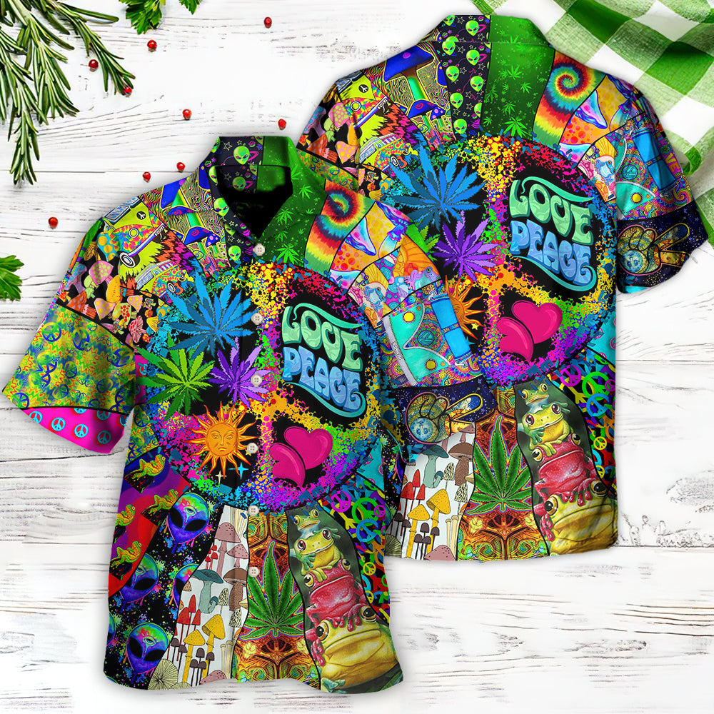 Hippie Alien Frogs Love Peace Amazing Style - Hawaiian Shirt