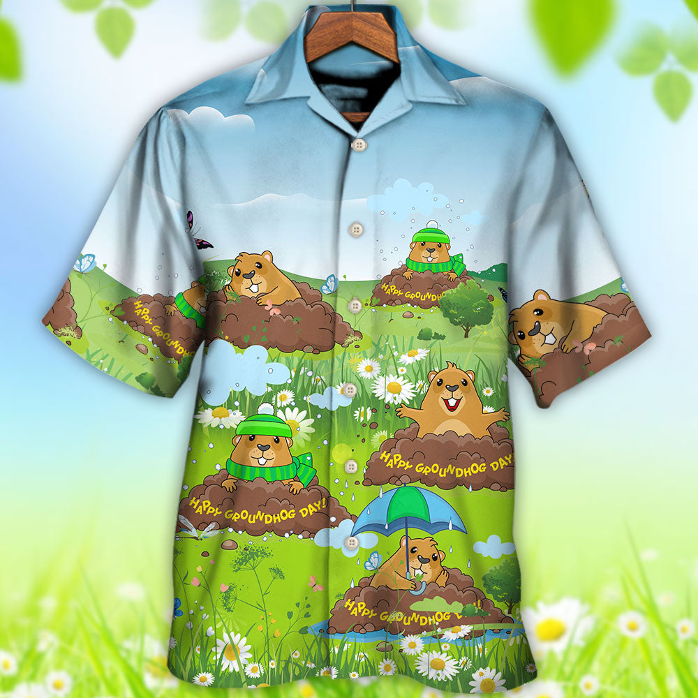 Groundhog Day Happy Day Grass Garden - Hawaiian Shirt