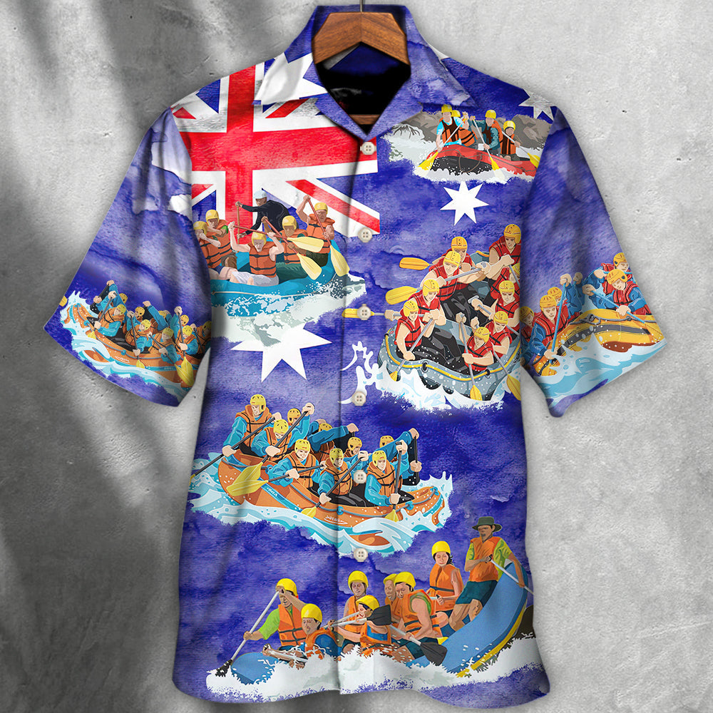 Water Rafting River Rafting Team Funny Lover Australia Flag Vintage Art Style - Hawaiian Shirt