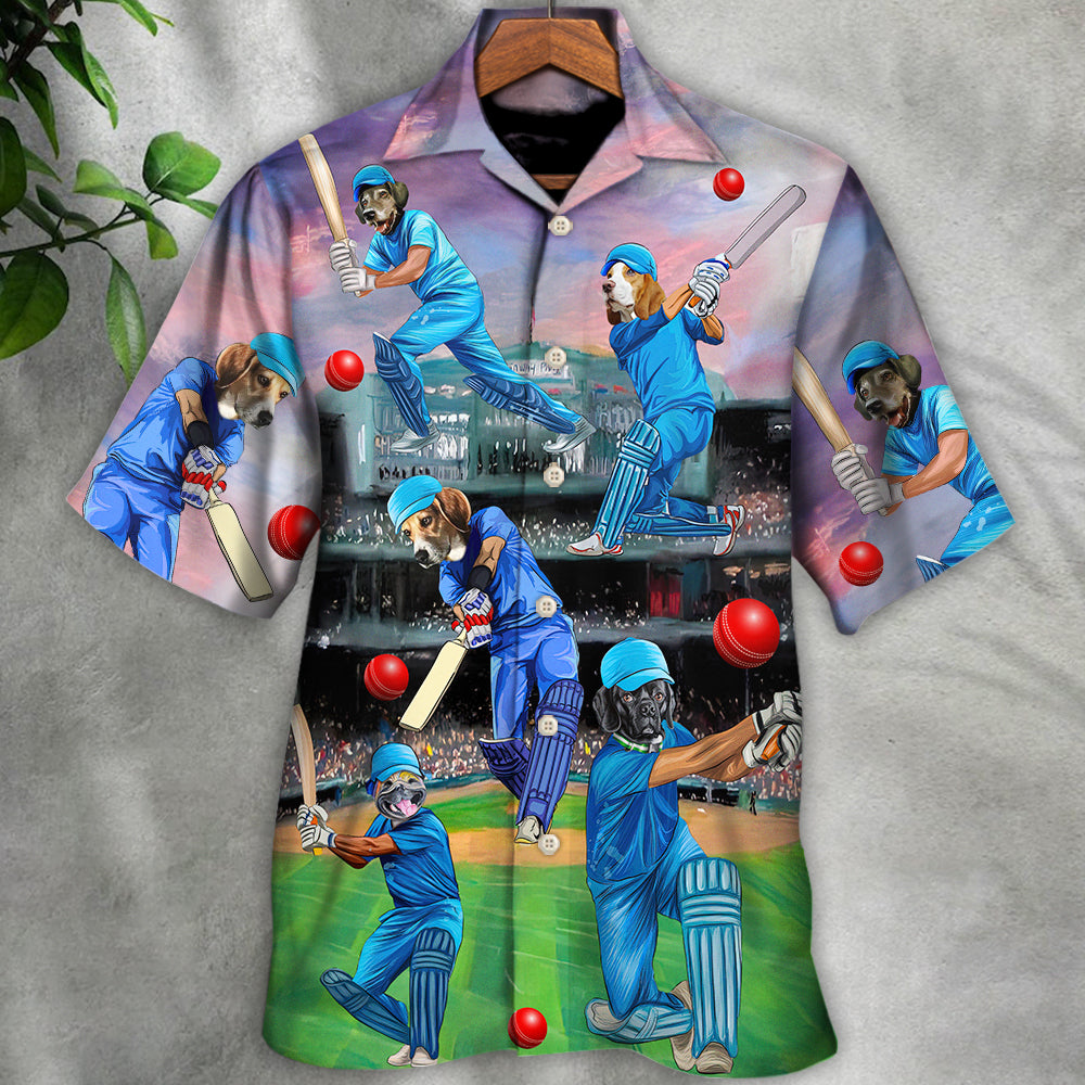 Dog Love Cricket Funny Lover Cricket And Dog - Hawaiian Shirt