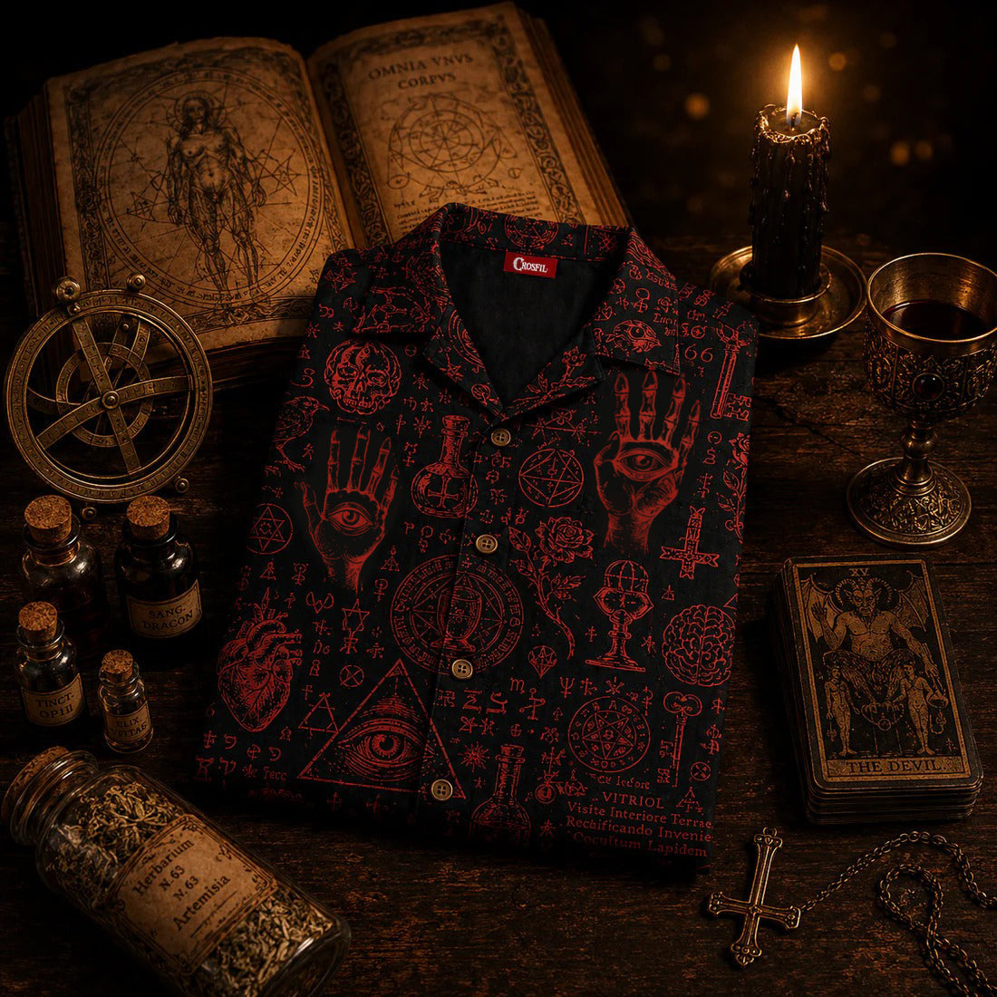 Witch's Grimoire — Blood Sigil Occult Hawaiian Shirt