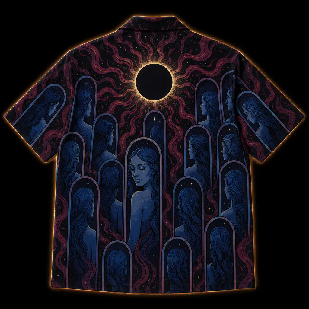 The Sleeping Choir: Eclipse — Dark Occult Faces Hawaiian Shirt
